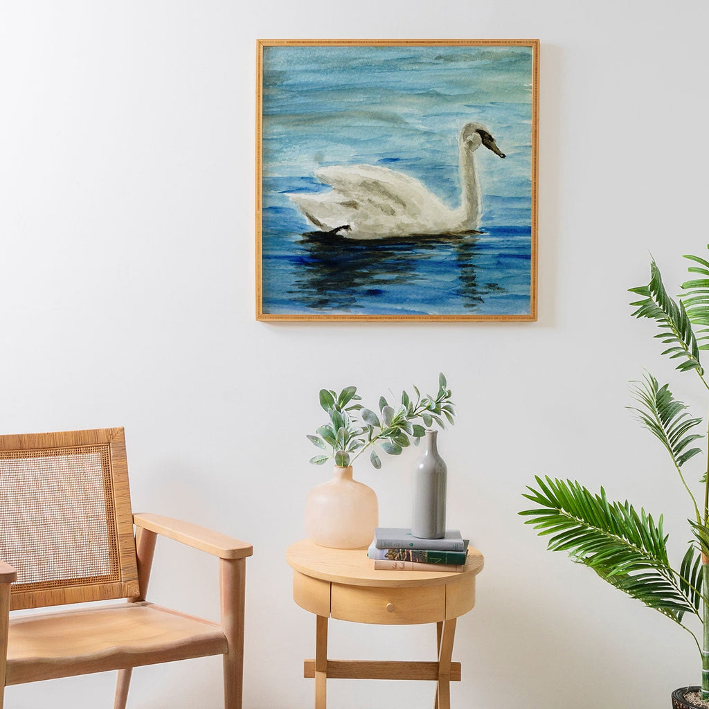 Seleneli_art swan I Framed Wall Art
