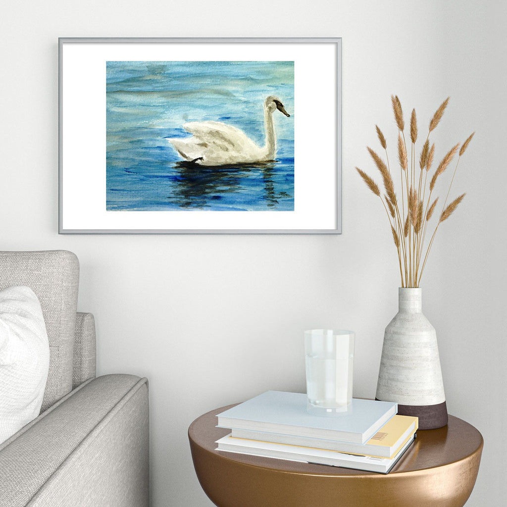 Seleneli_art swan I Metal Framed Art Print
