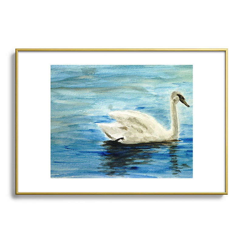 Seleneli_art swan I Metal Framed Art Print
