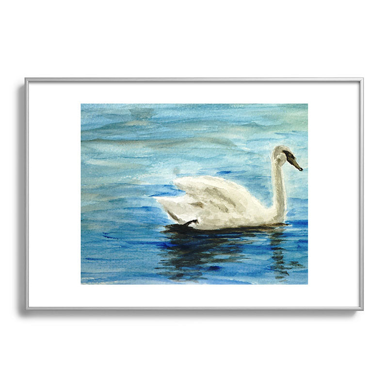 Seleneli_art swan I Metal Framed Art Print