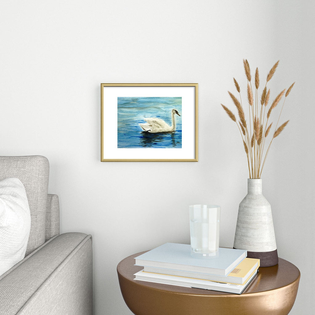 Seleneli_art swan I Metal Framed Art Print