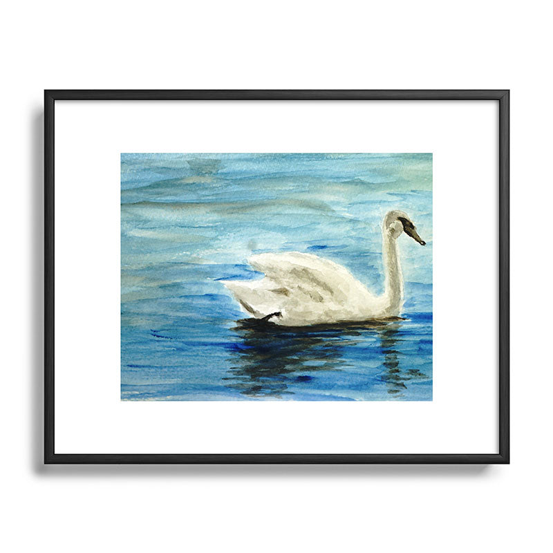 Seleneli_art swan I Metal Framed Art Print
