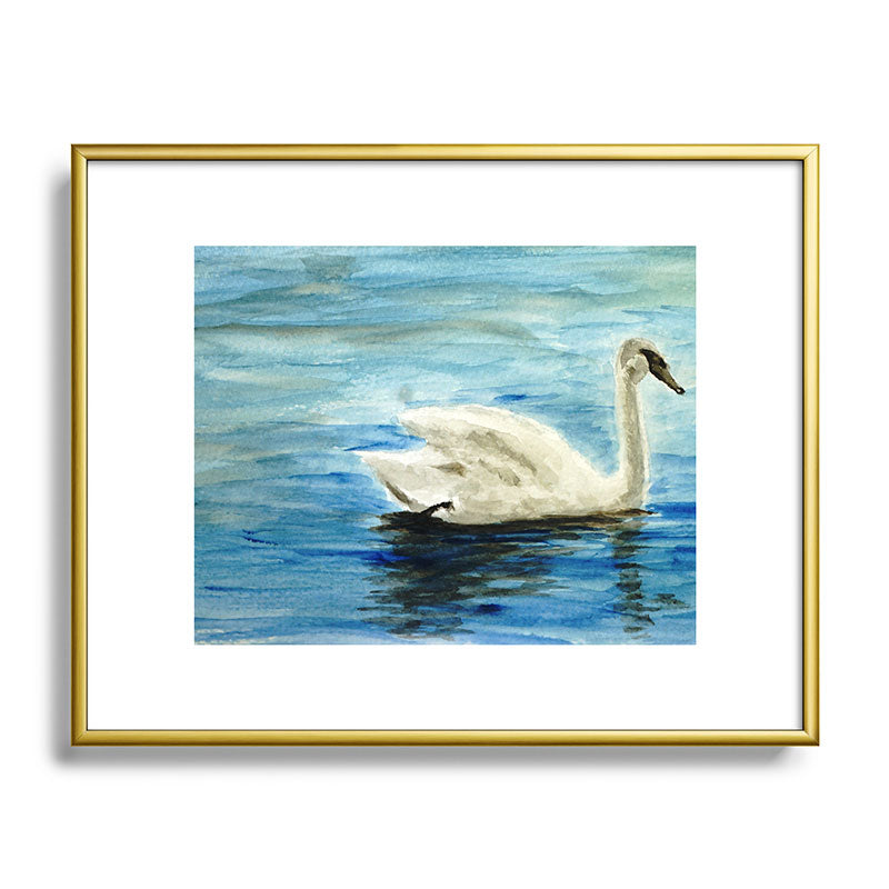 Seleneli_art swan I Metal Framed Art Print