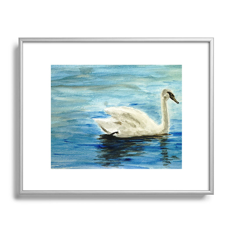 Seleneli_art swan I Metal Framed Art Print