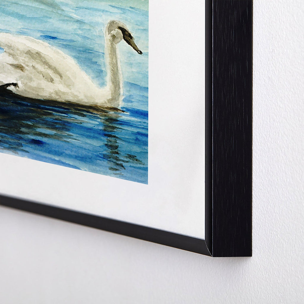 Seleneli_art swan I Metal Framed Art Print