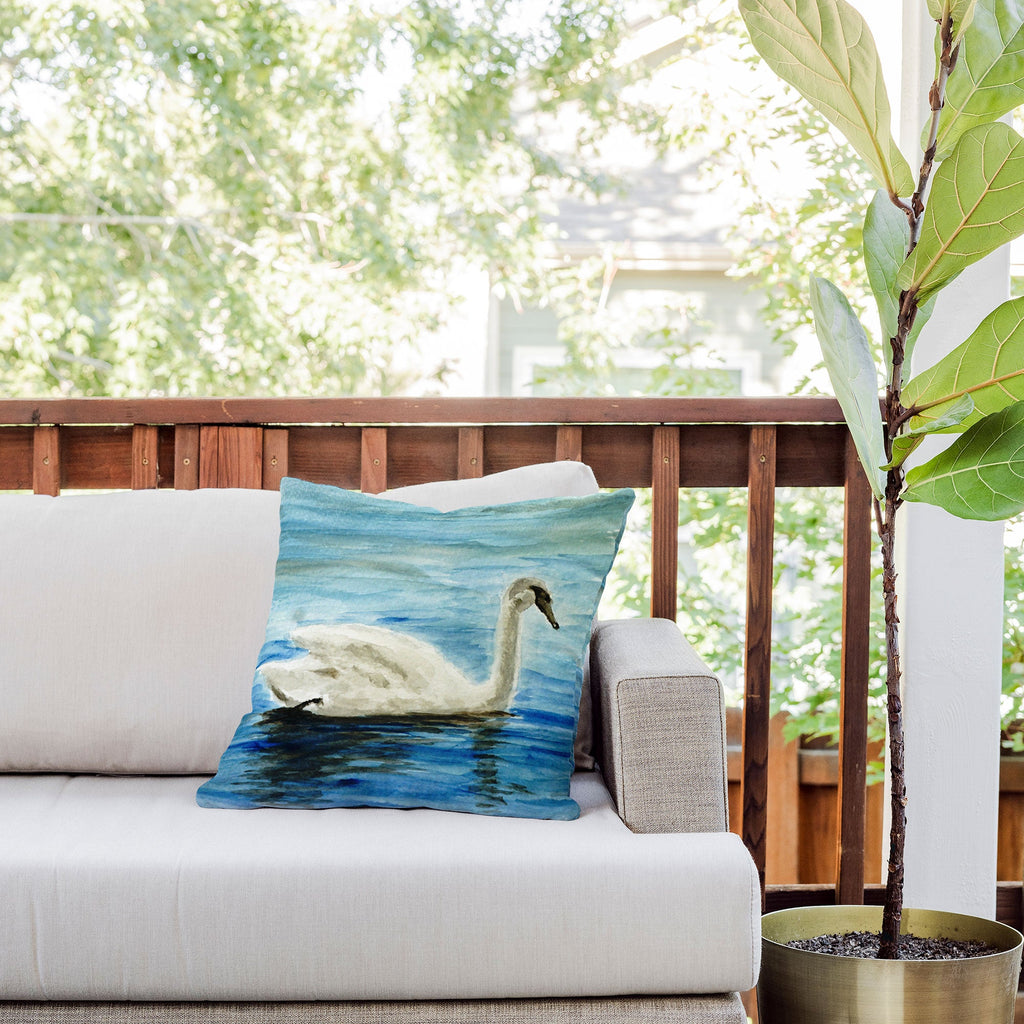Seleneli_art swan I Outdoor Throw Pillow