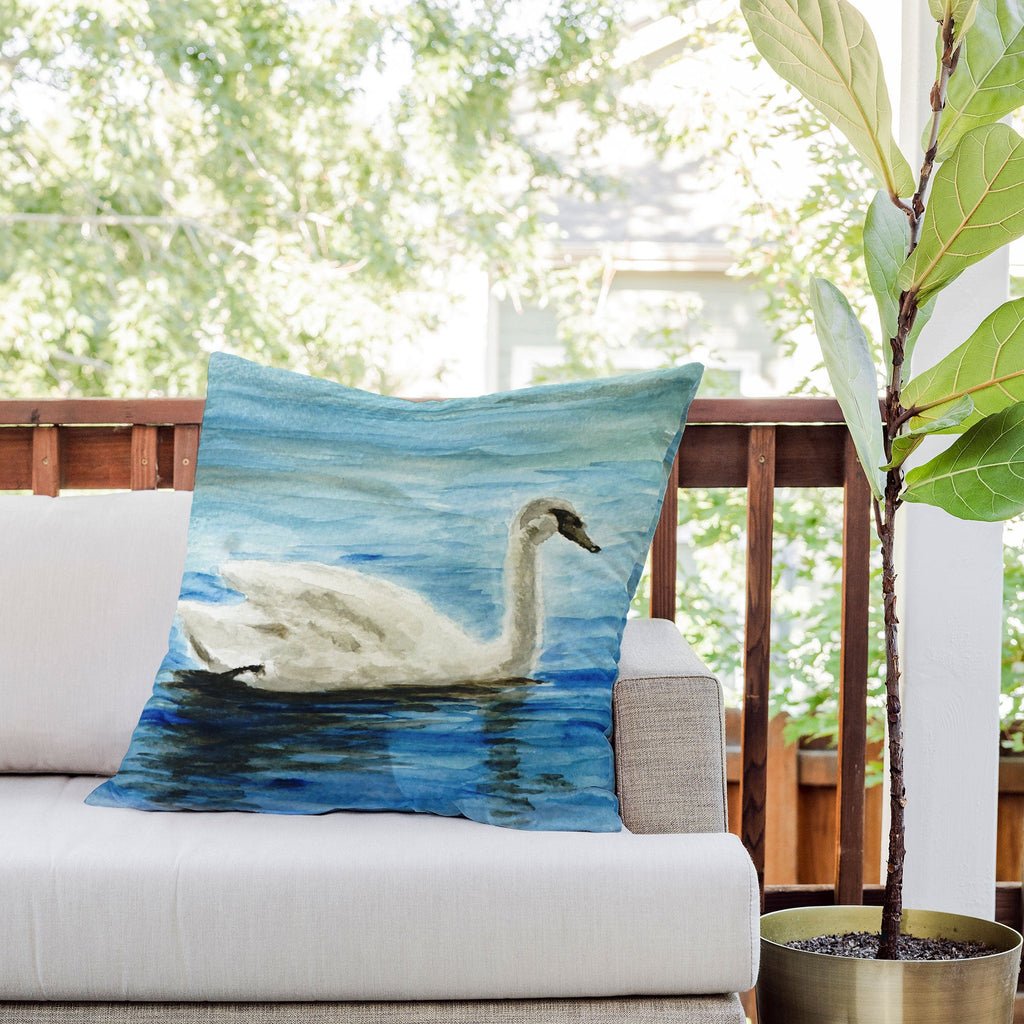 Seleneli_art swan I Outdoor Throw Pillow