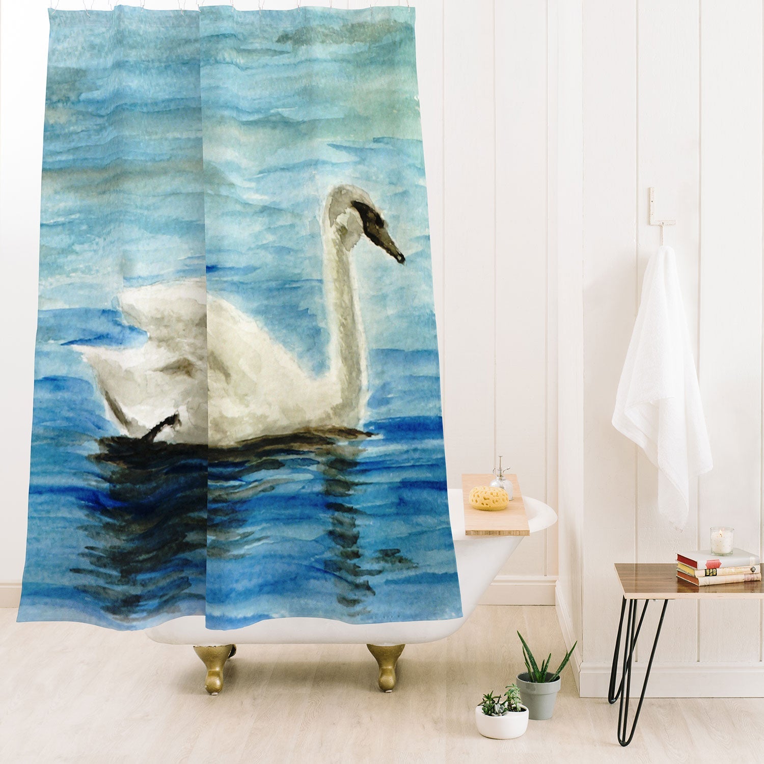 Seleneli_art swan I Shower Curtain