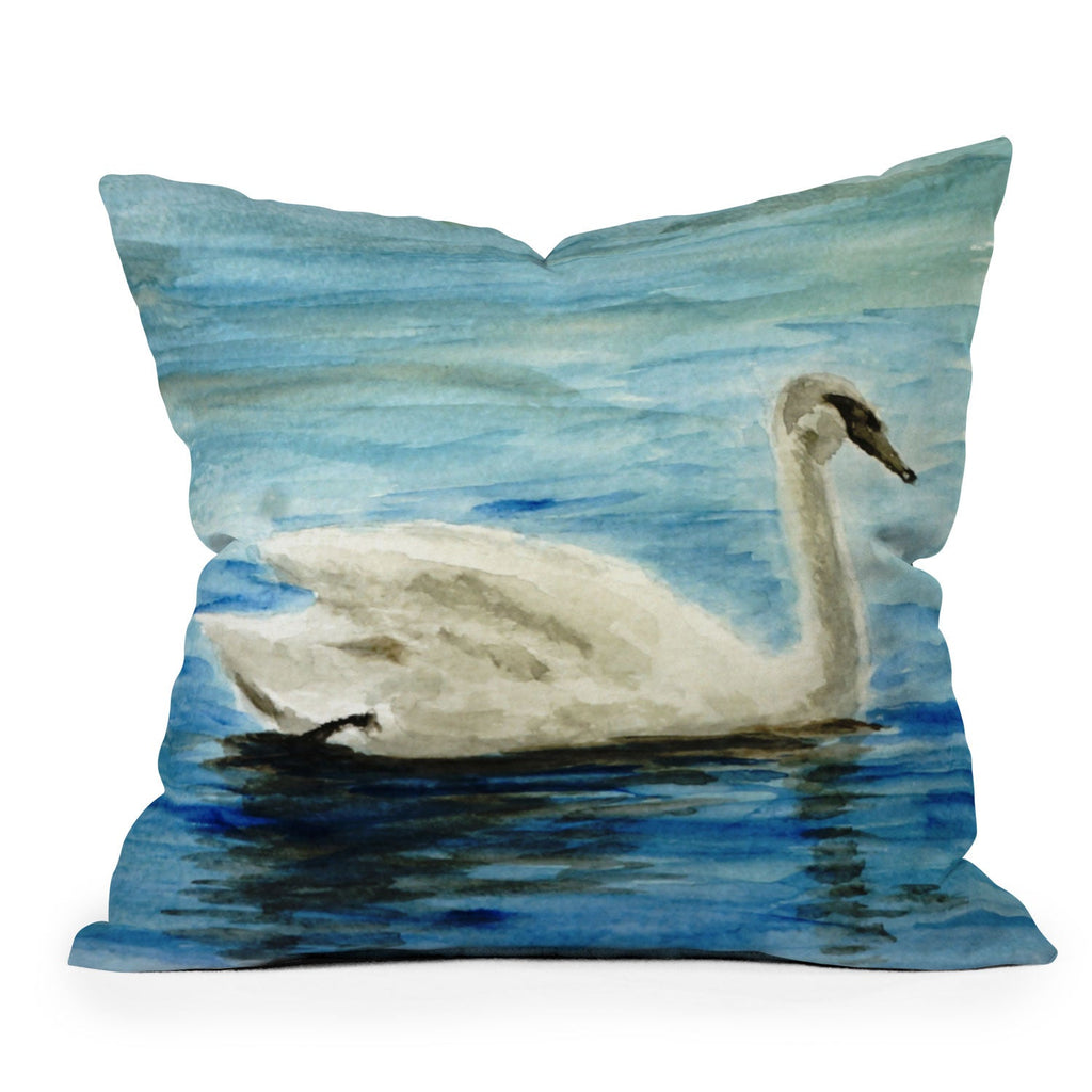 Seleneli_art swan I Outdoor Throw Pillow