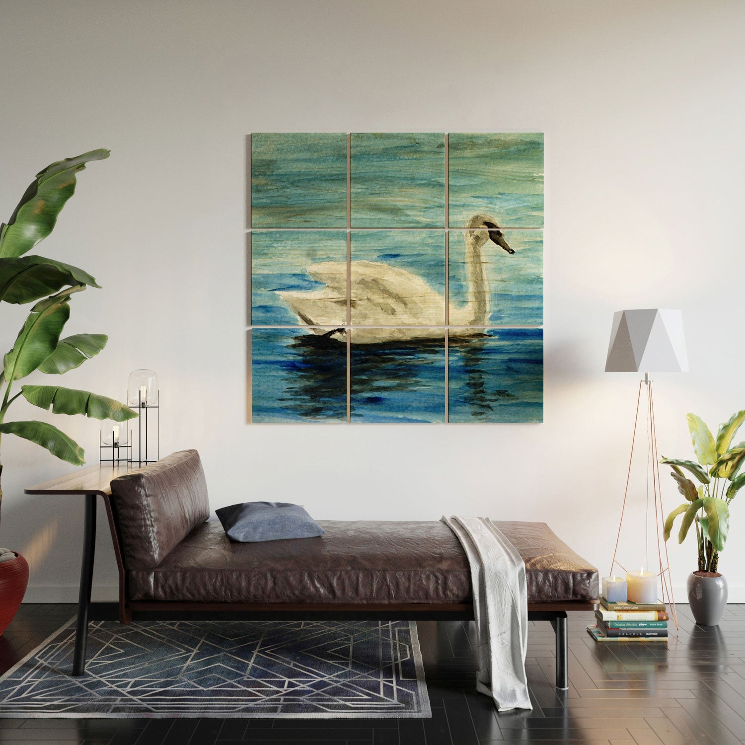 Seleneli_art swan I Wood Wall Mural