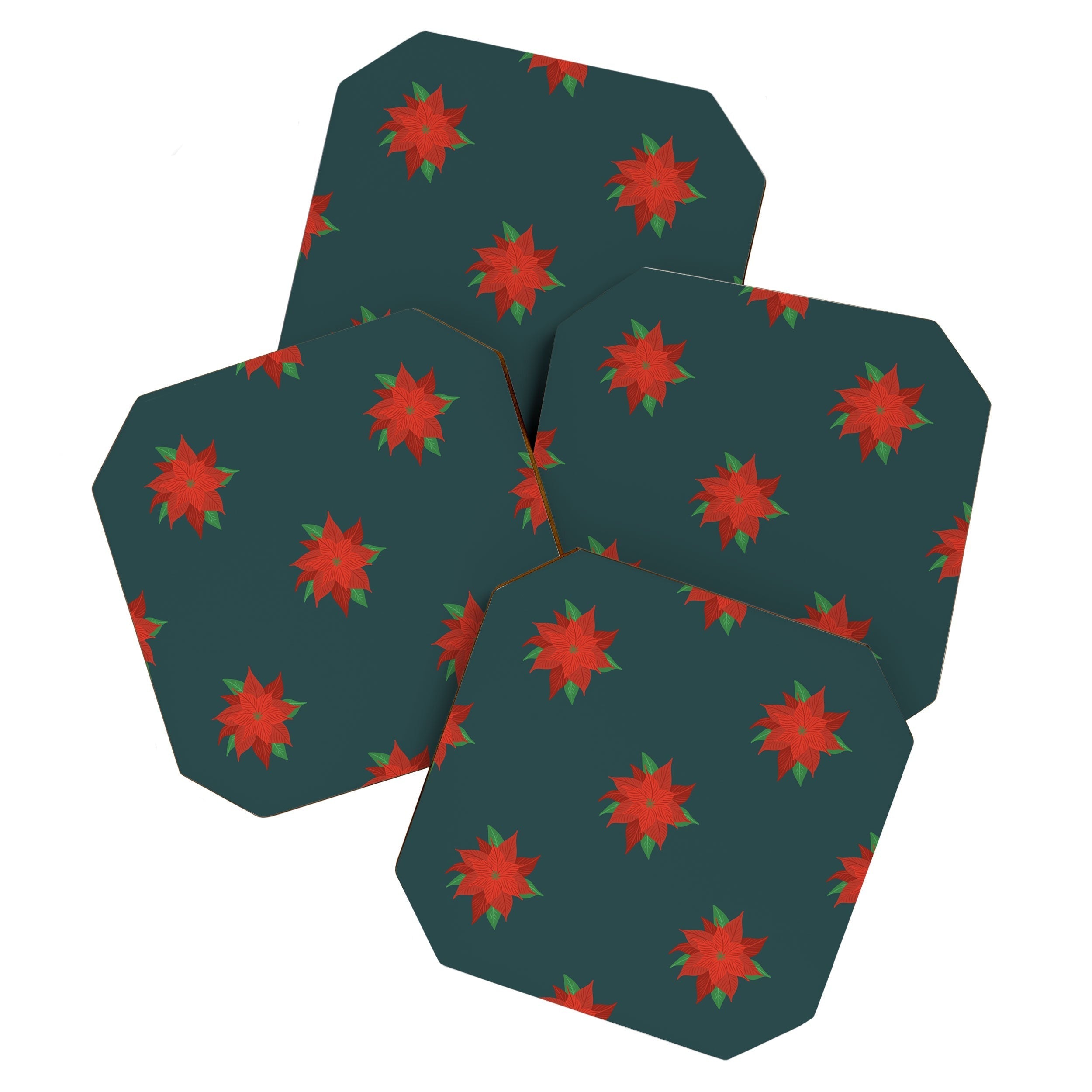 Design by Spark Poinsettia Florals Coaster Set