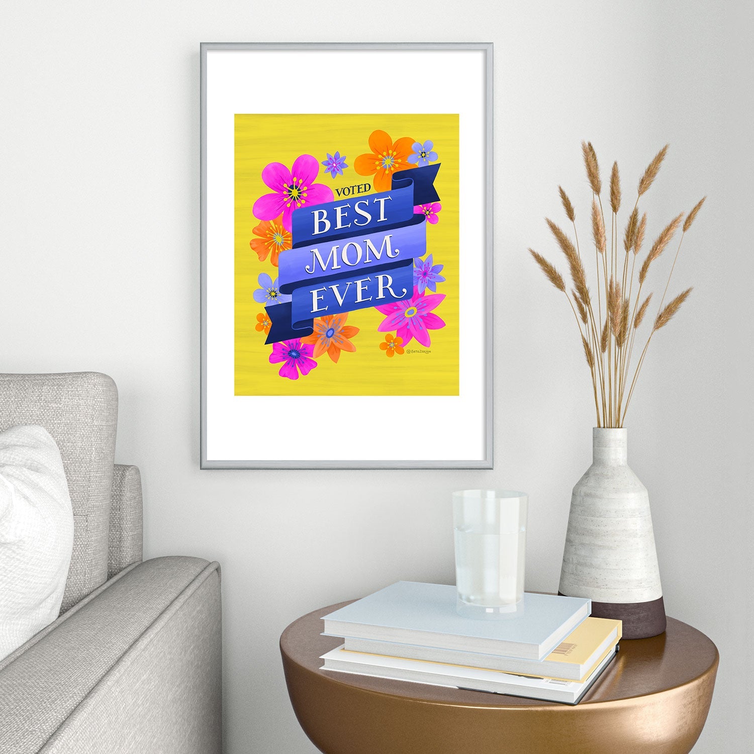 Seta Zakian Best Mom Ever Metal Framed Art Print