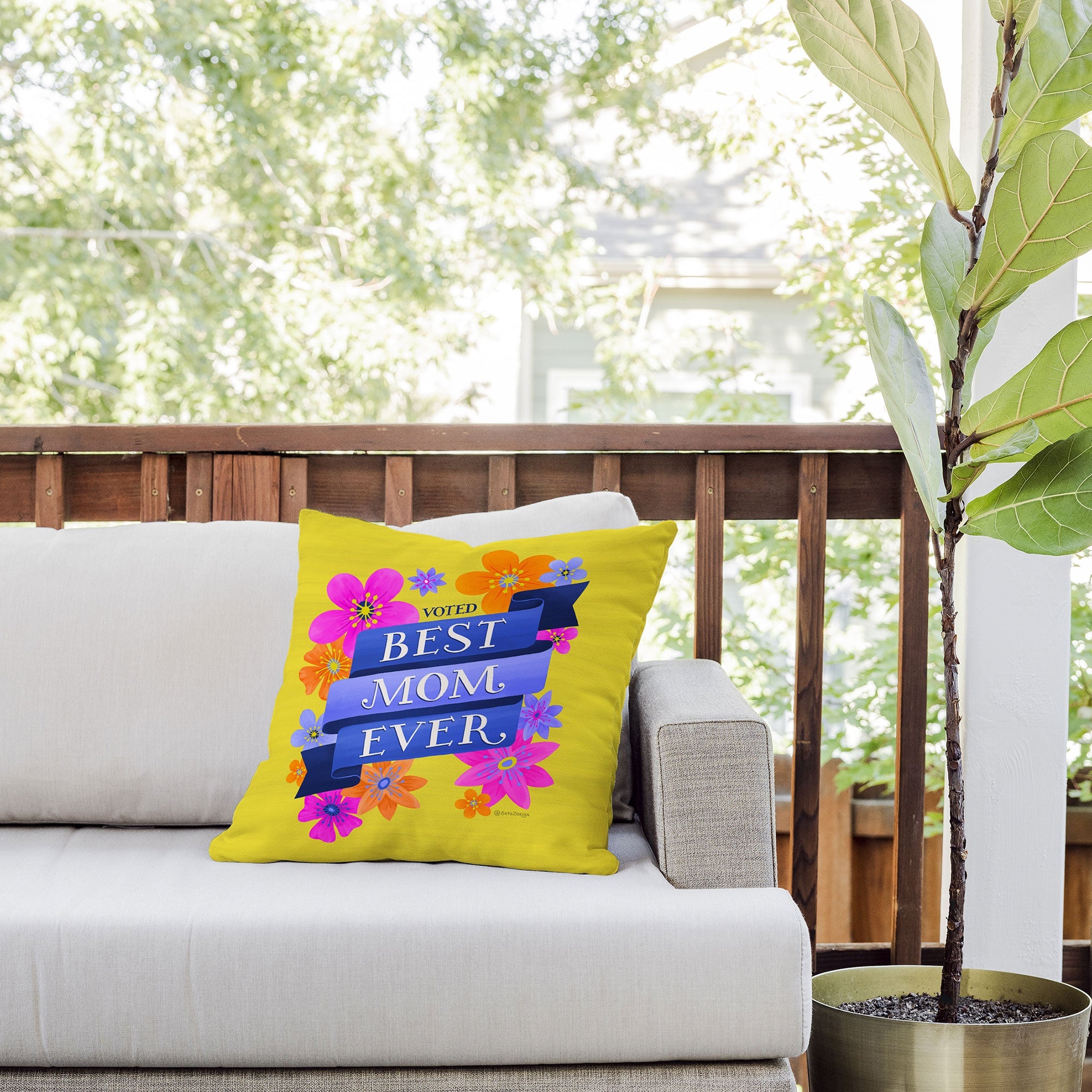 Seta Zakian Best Mom Ever Outdoor Throw Pillow