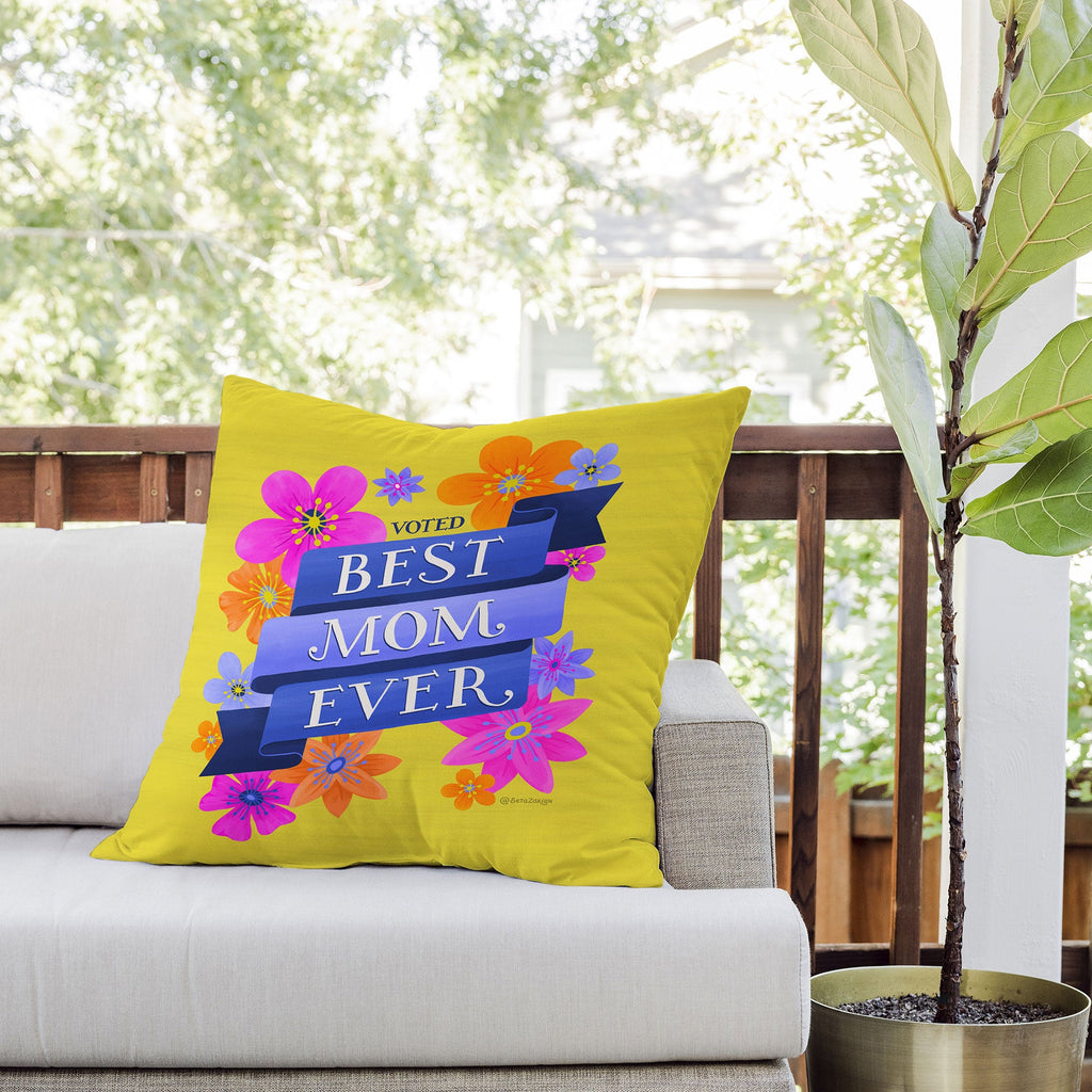 Seta Zakian Best Mom Ever Outdoor Throw Pillow