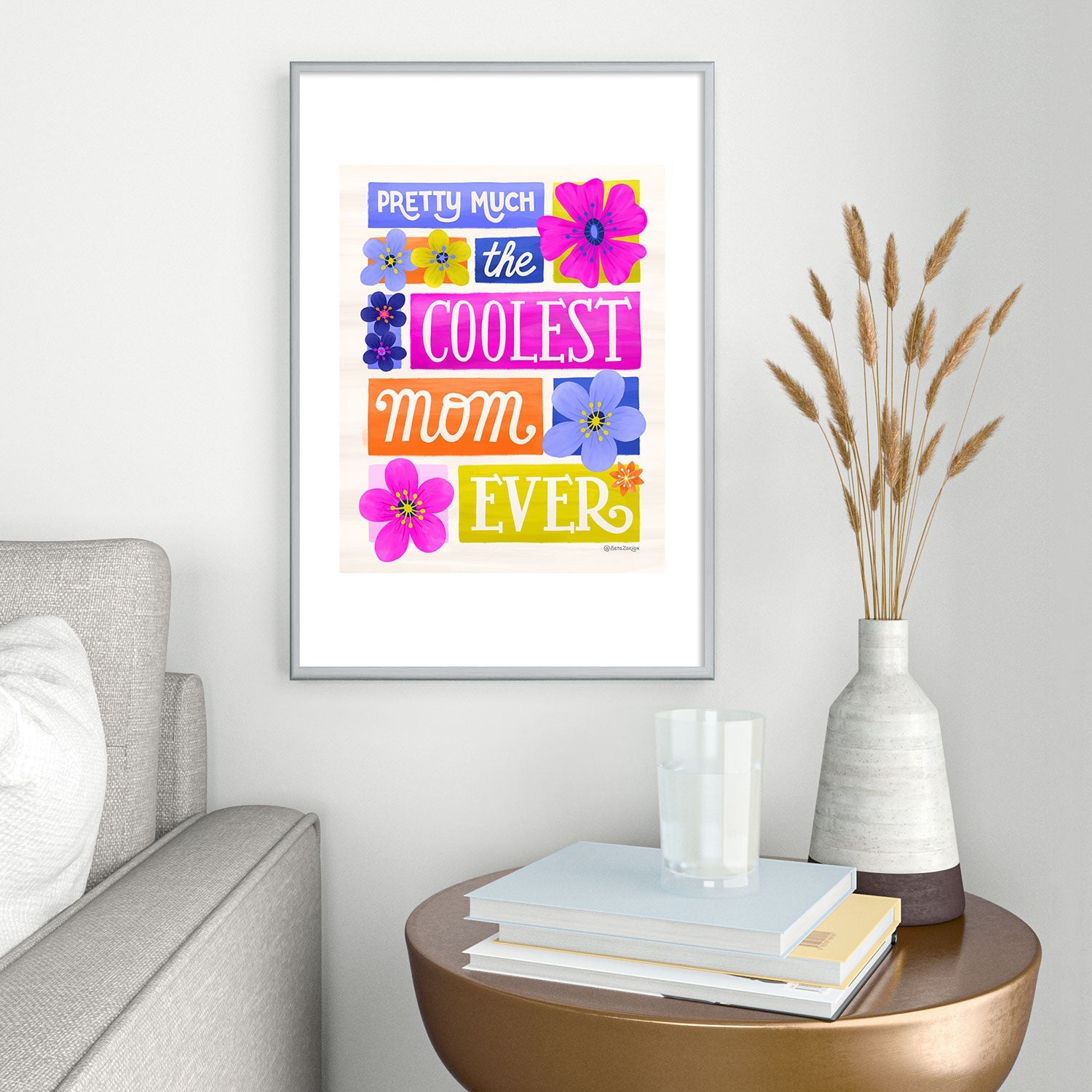 Seta Zakian Coolest Mom Ever Metal Framed Art Print