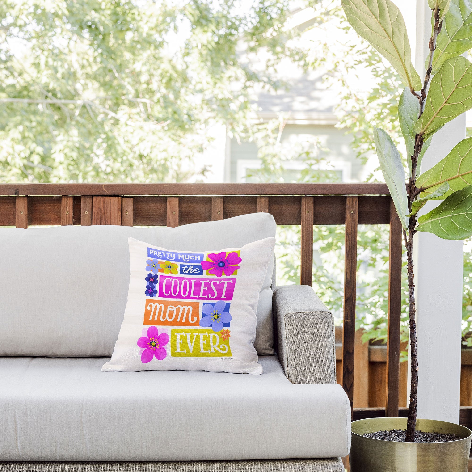 Seta Zakian Coolest Mom Ever Outdoor Throw Pillow