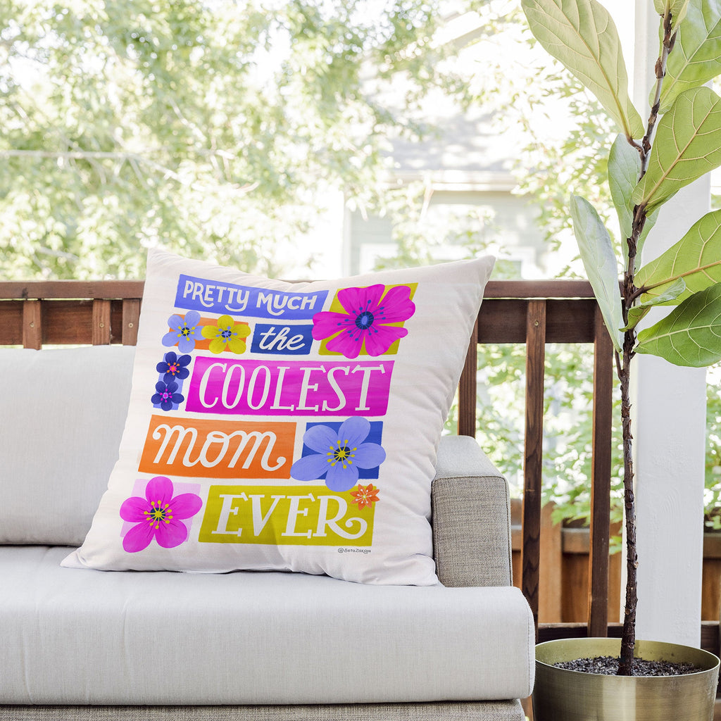 Seta Zakian Coolest Mom Ever Outdoor Throw Pillow