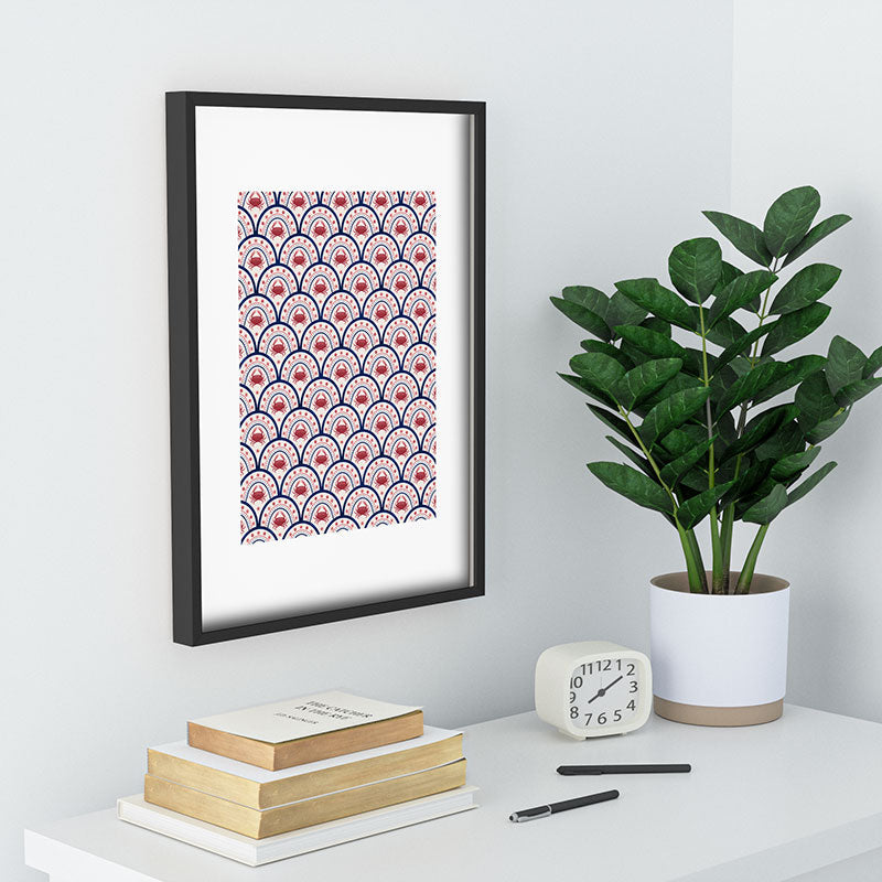 Seta Zakian Crab Scallop pattern Recessed Framing Rectangle