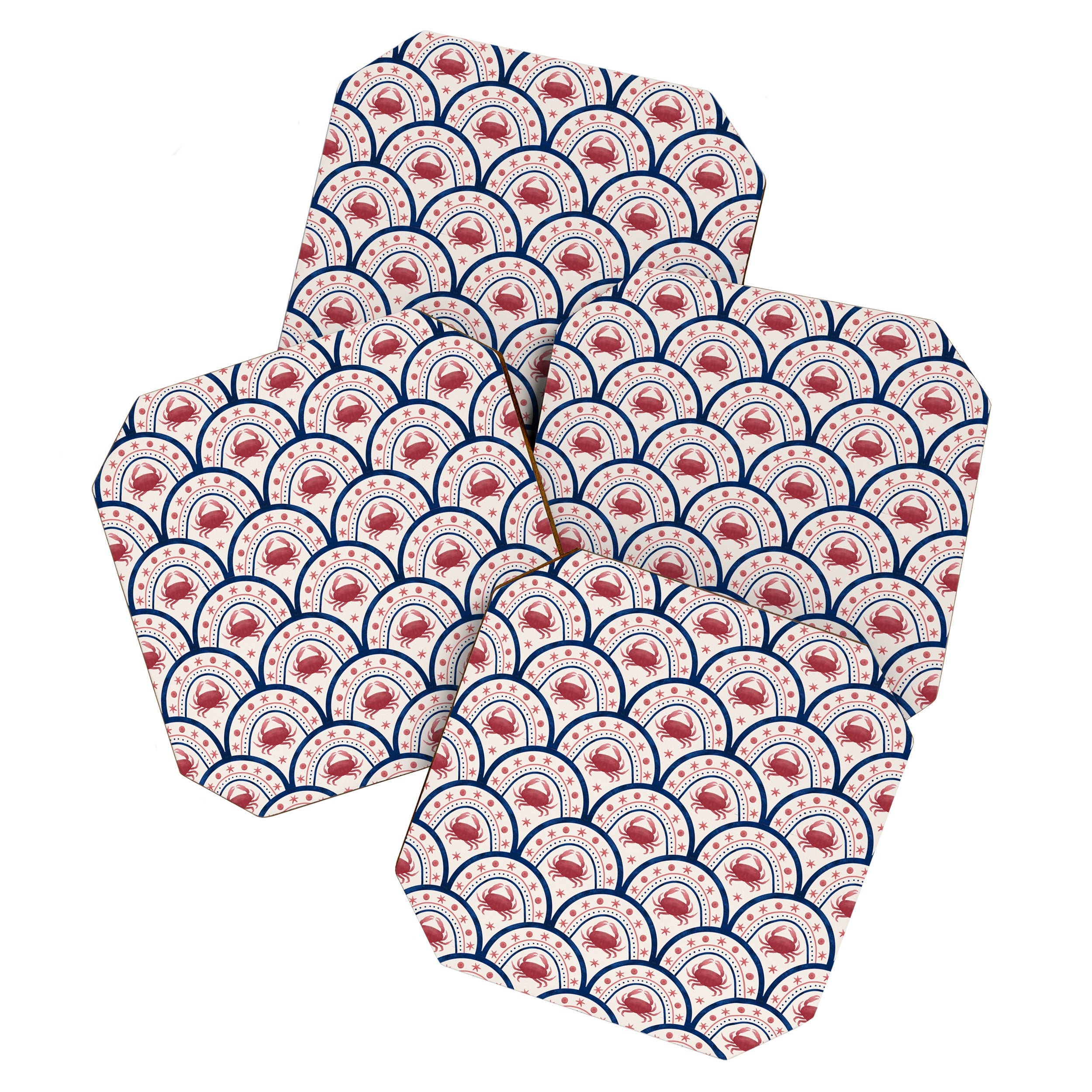 Seta Zakian Crab Scallop pattern Coaster Set