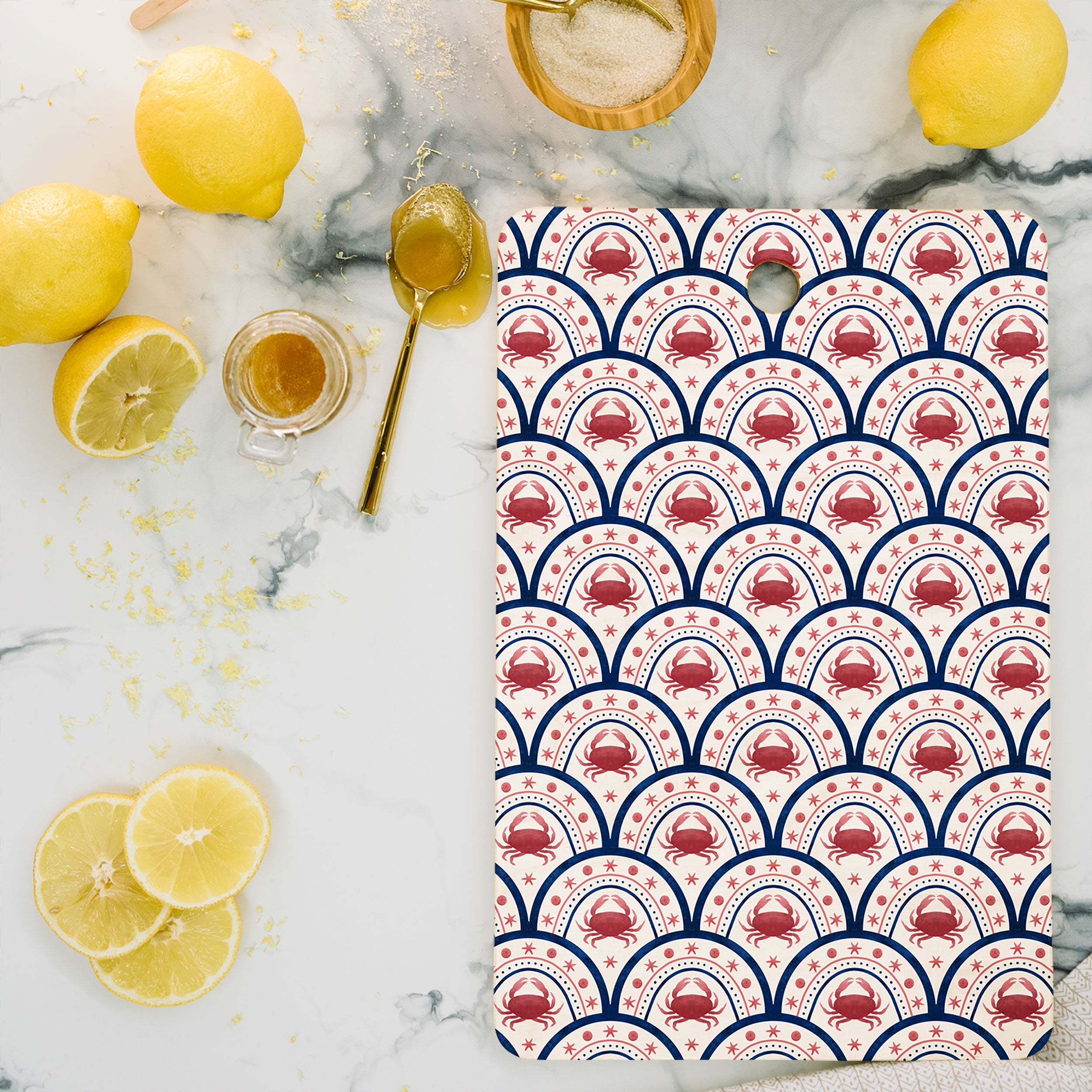 Seta Zakian Crab Scallop pattern Cutting Board Rectangle