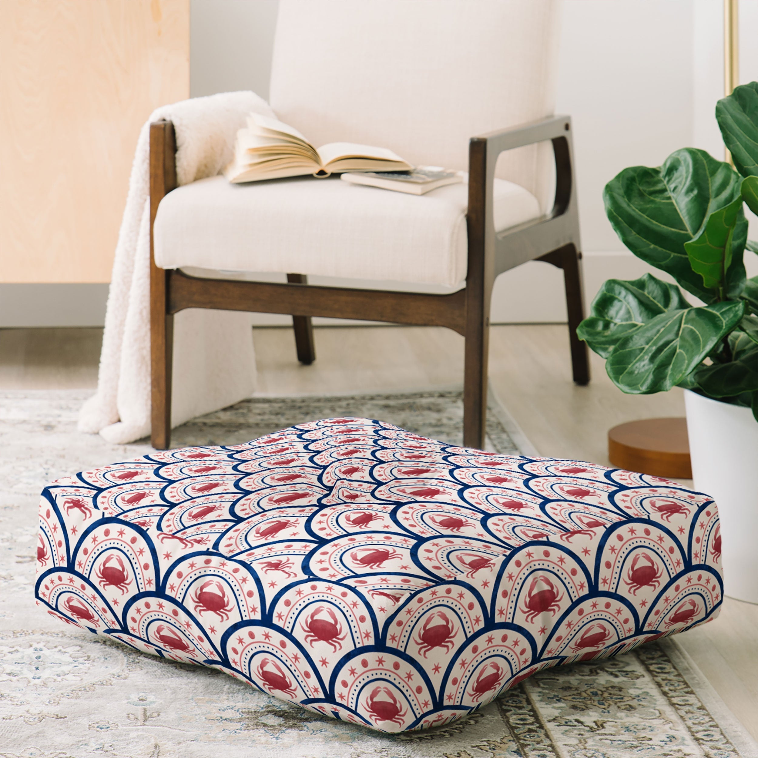 Seta Zakian Crab Scallop pattern Floor Pillow Square
