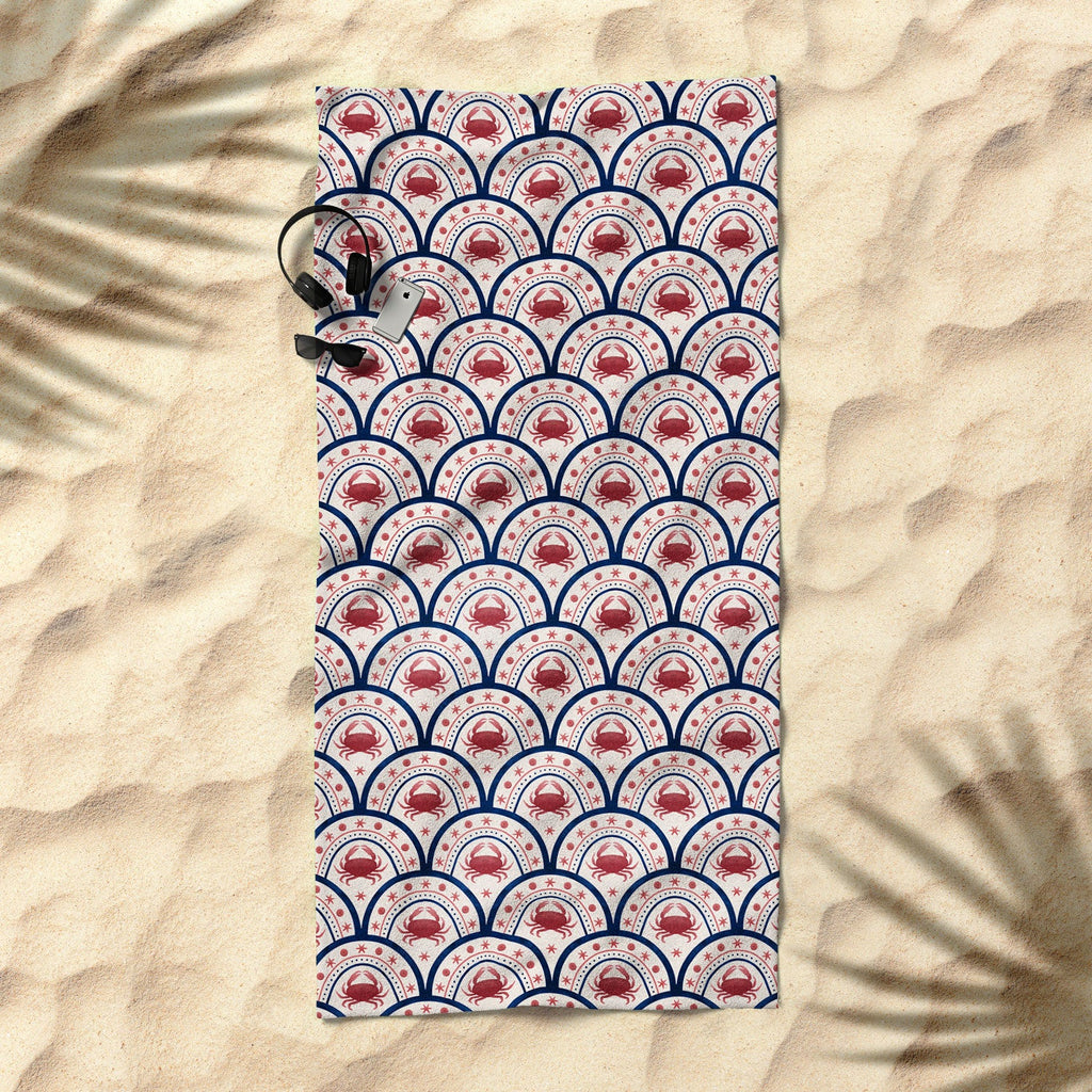 Seta Zakian Crab Scallop pattern Beach Towel
