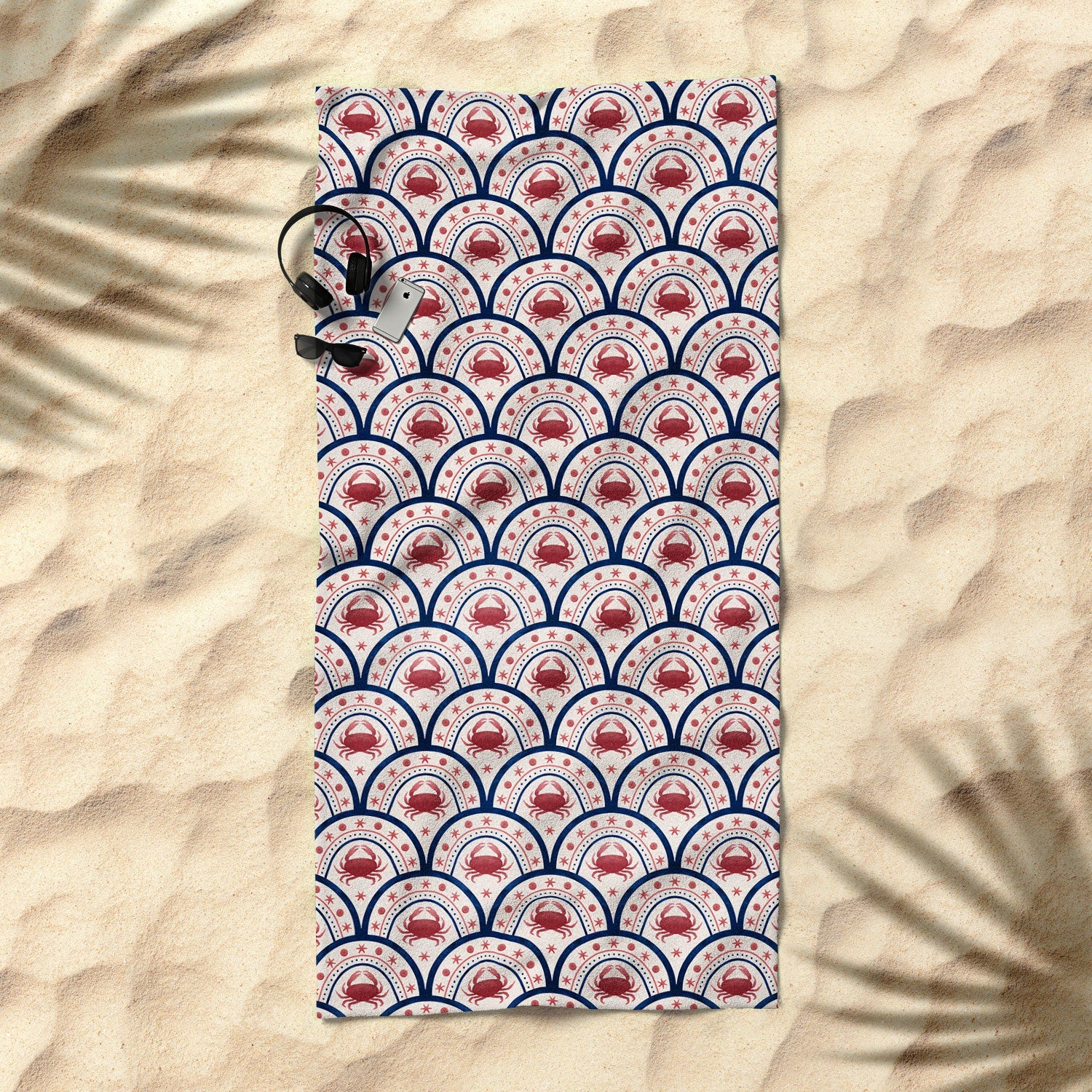 Seta Zakian Crab Scallop pattern Beach Towel