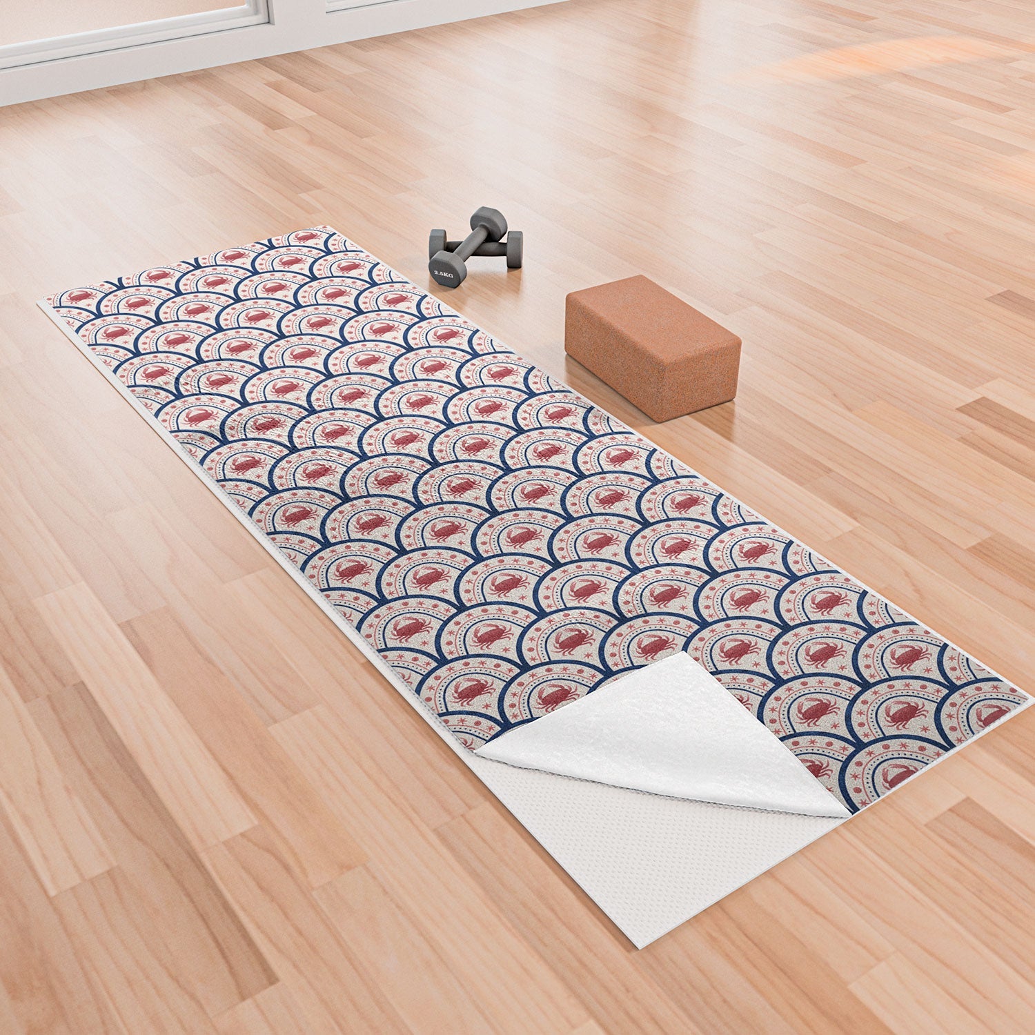 Seta Zakian Crab Scallop pattern Yoga Towel