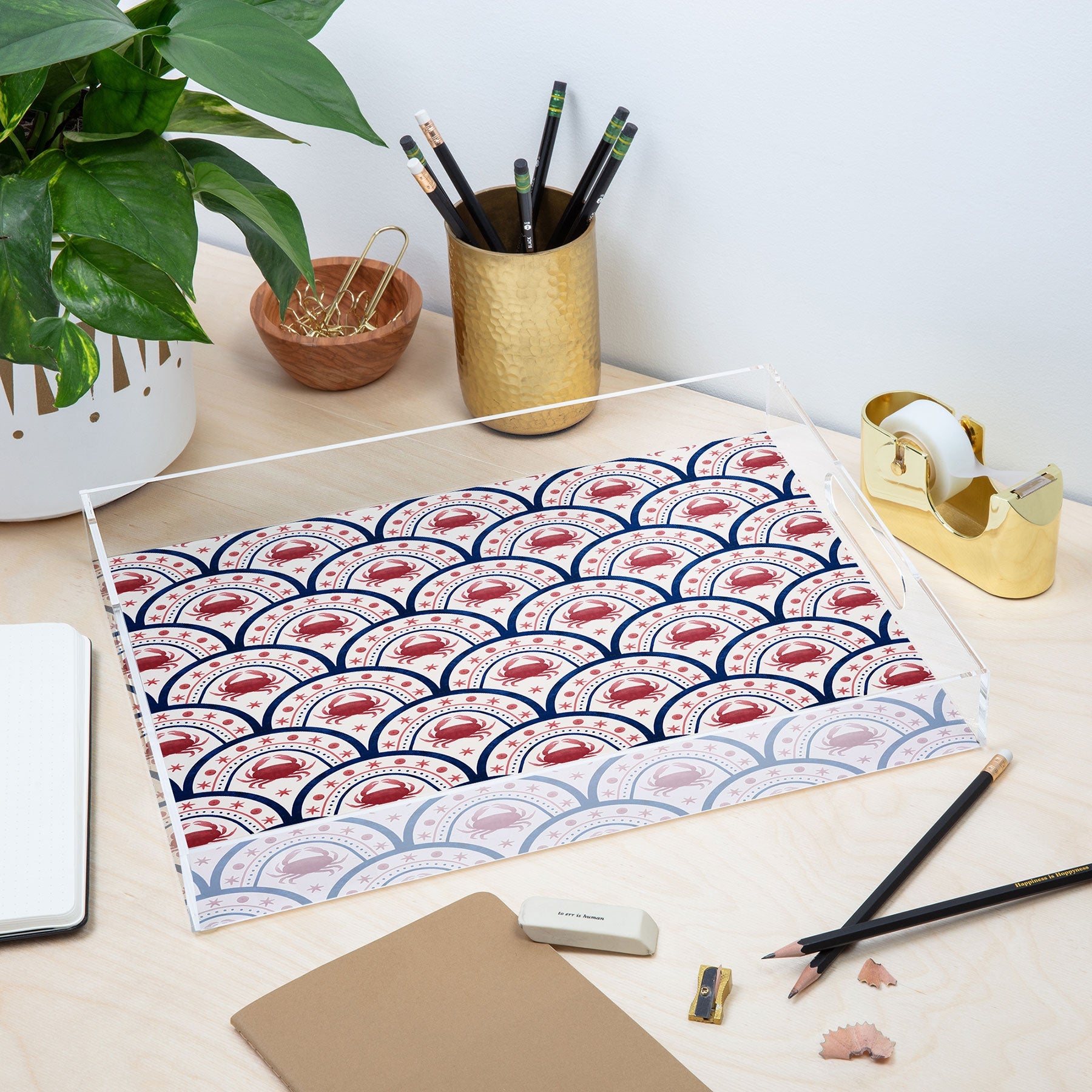 Seta Zakian Crab Scallop pattern Acrylic Tray