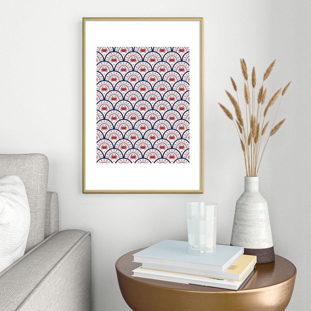 Seta Zakian Crab Scallop pattern Metal Framed Art Print
