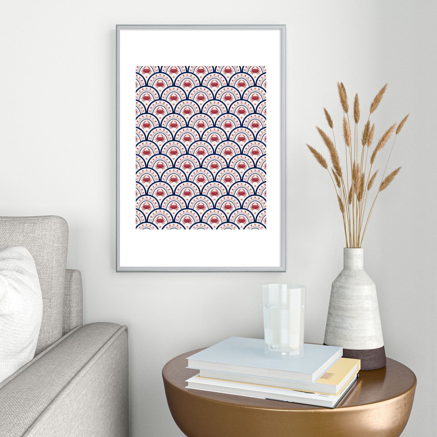 Seta Zakian Crab Scallop pattern Metal Framed Art Print