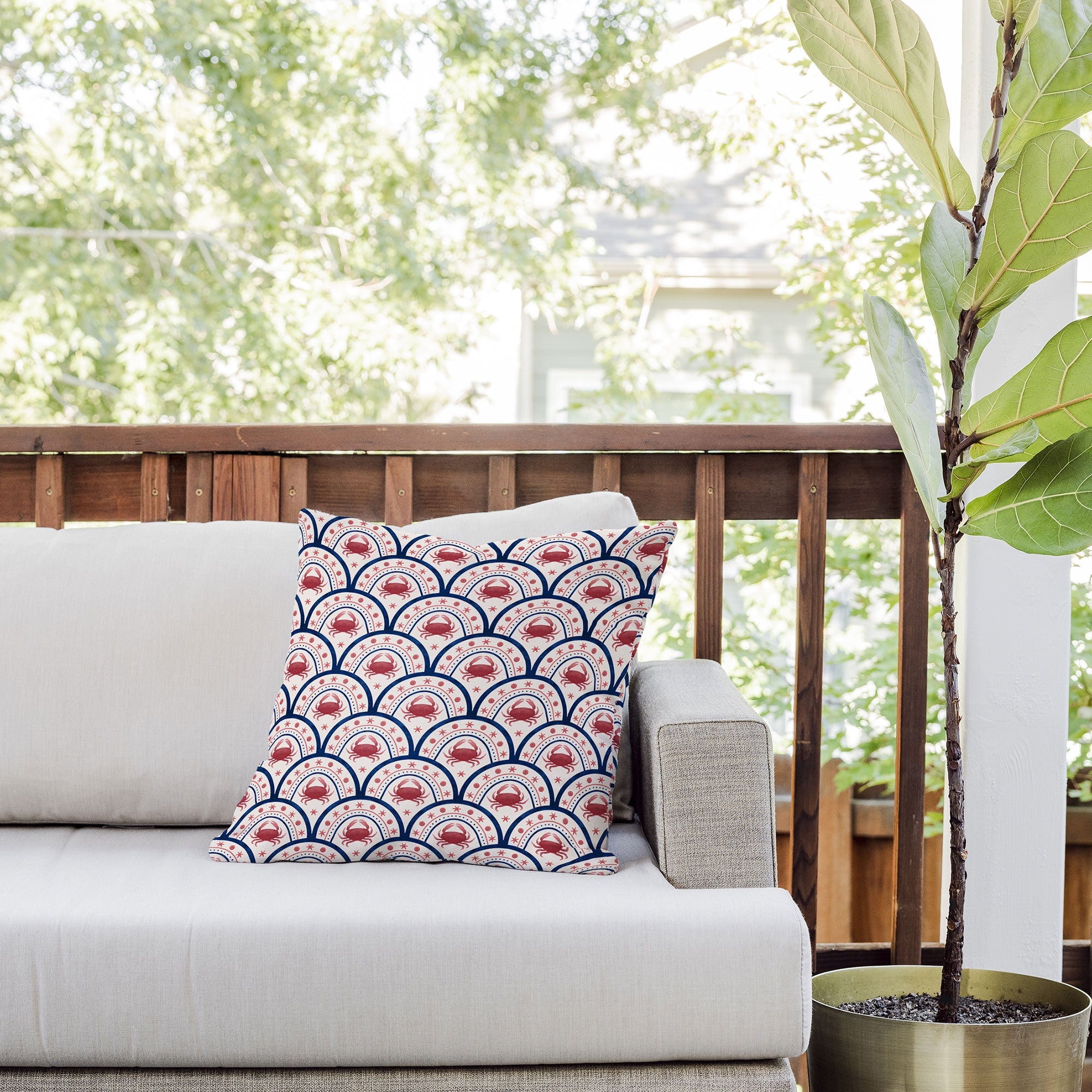 Seta Zakian Crab Scallop pattern Outdoor Throw Pillow