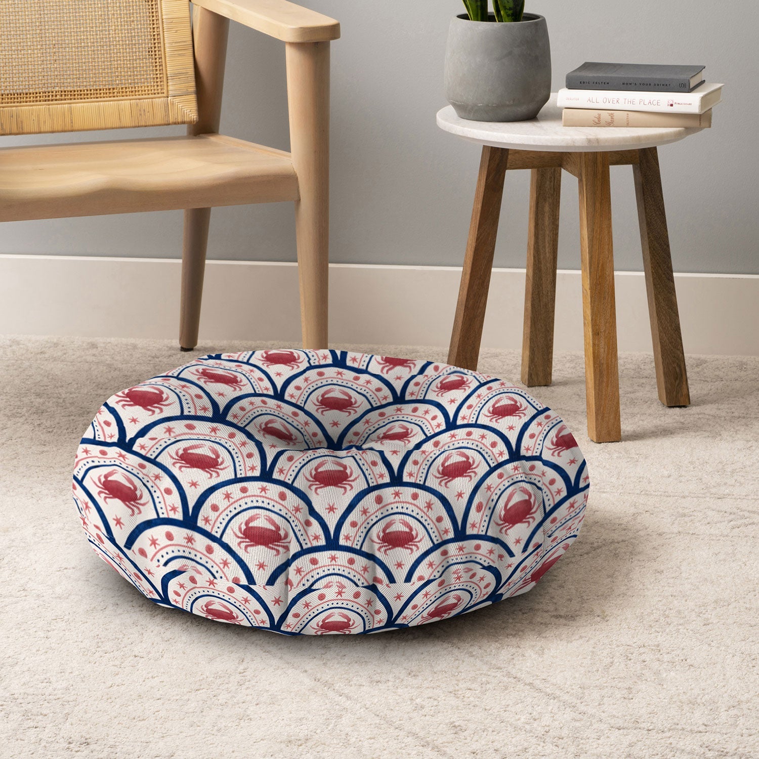 Seta Zakian Crab Scallop pattern Floor Pillow Round