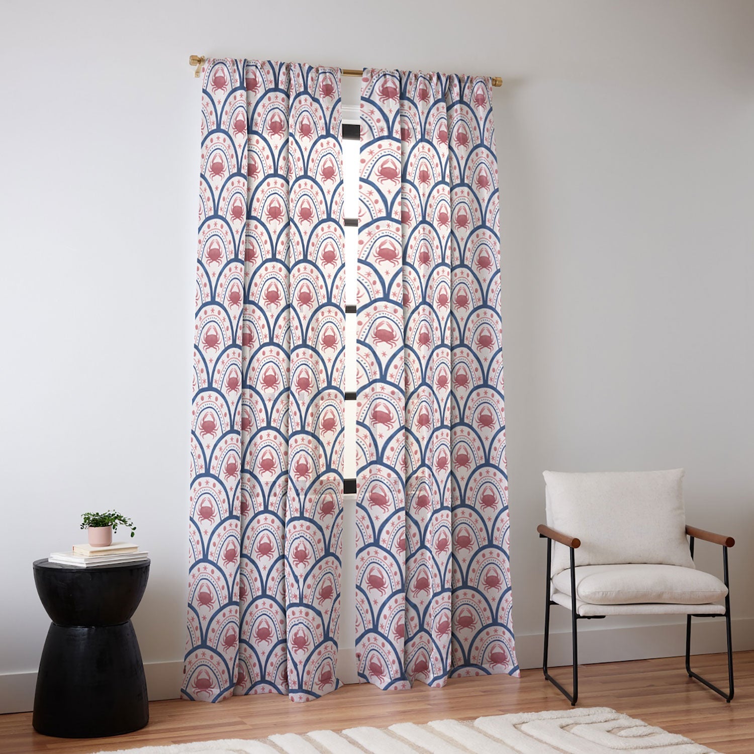 Seta Zakian Crab Scallop pattern Sheer Non Repeat