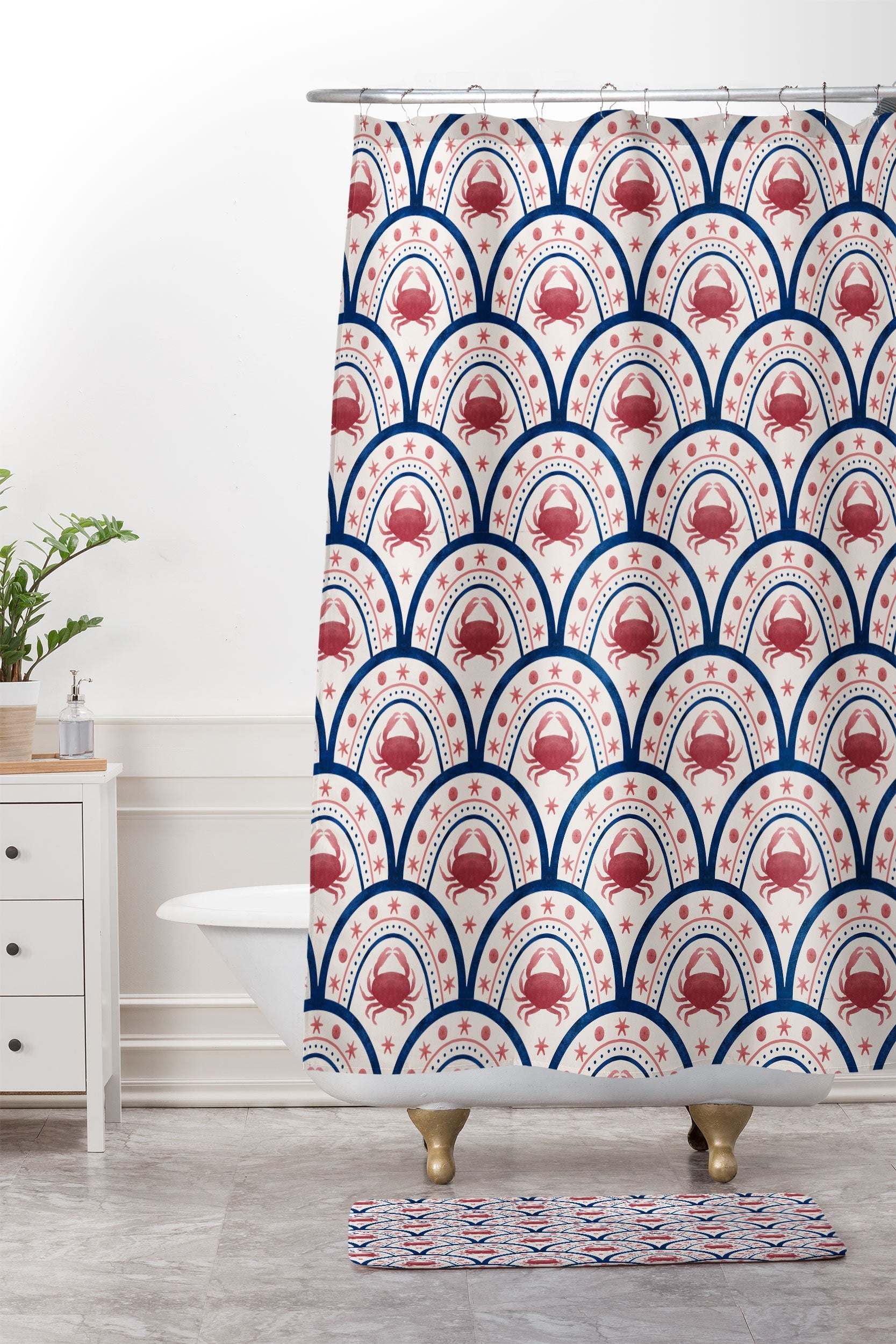 Seta Zakian Crab Scallop pattern Memory Foam Bath Mat