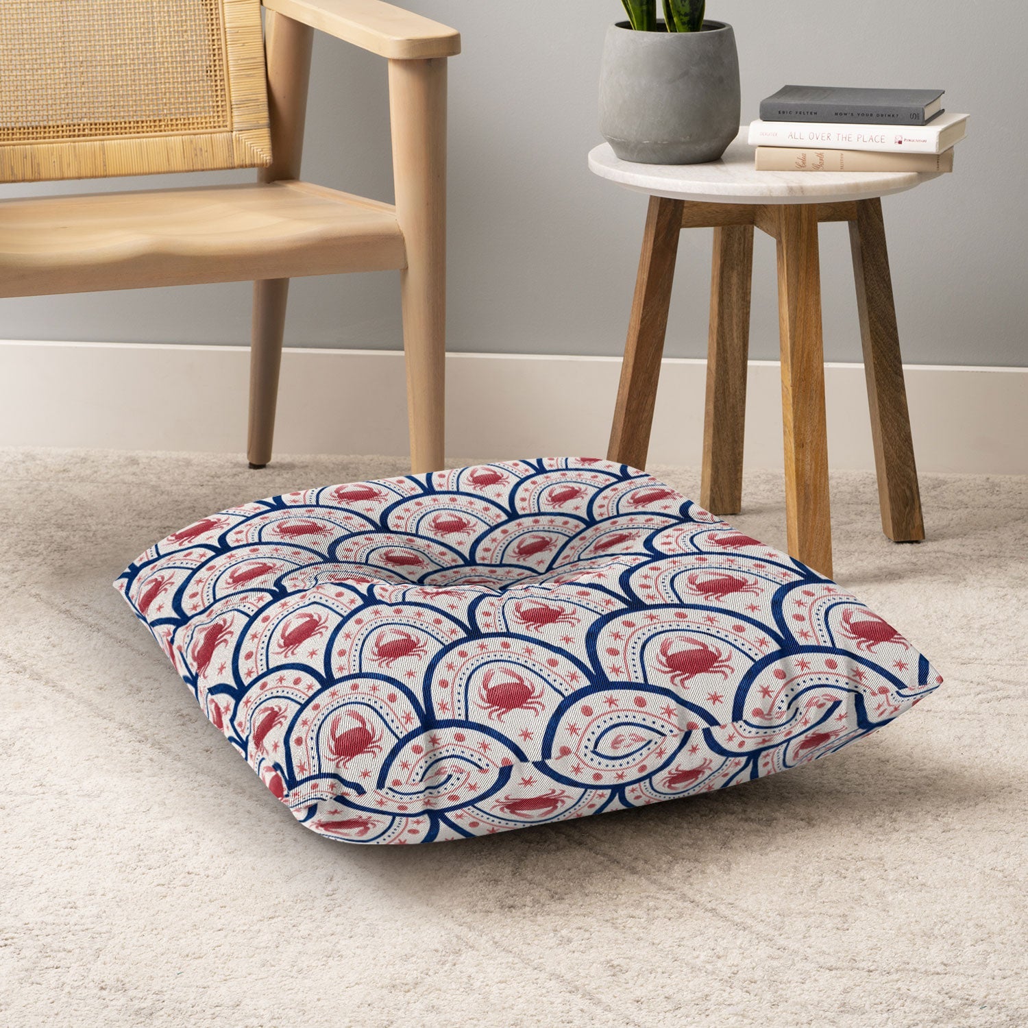 Seta Zakian Crab Scallop pattern Floor Pillow Square