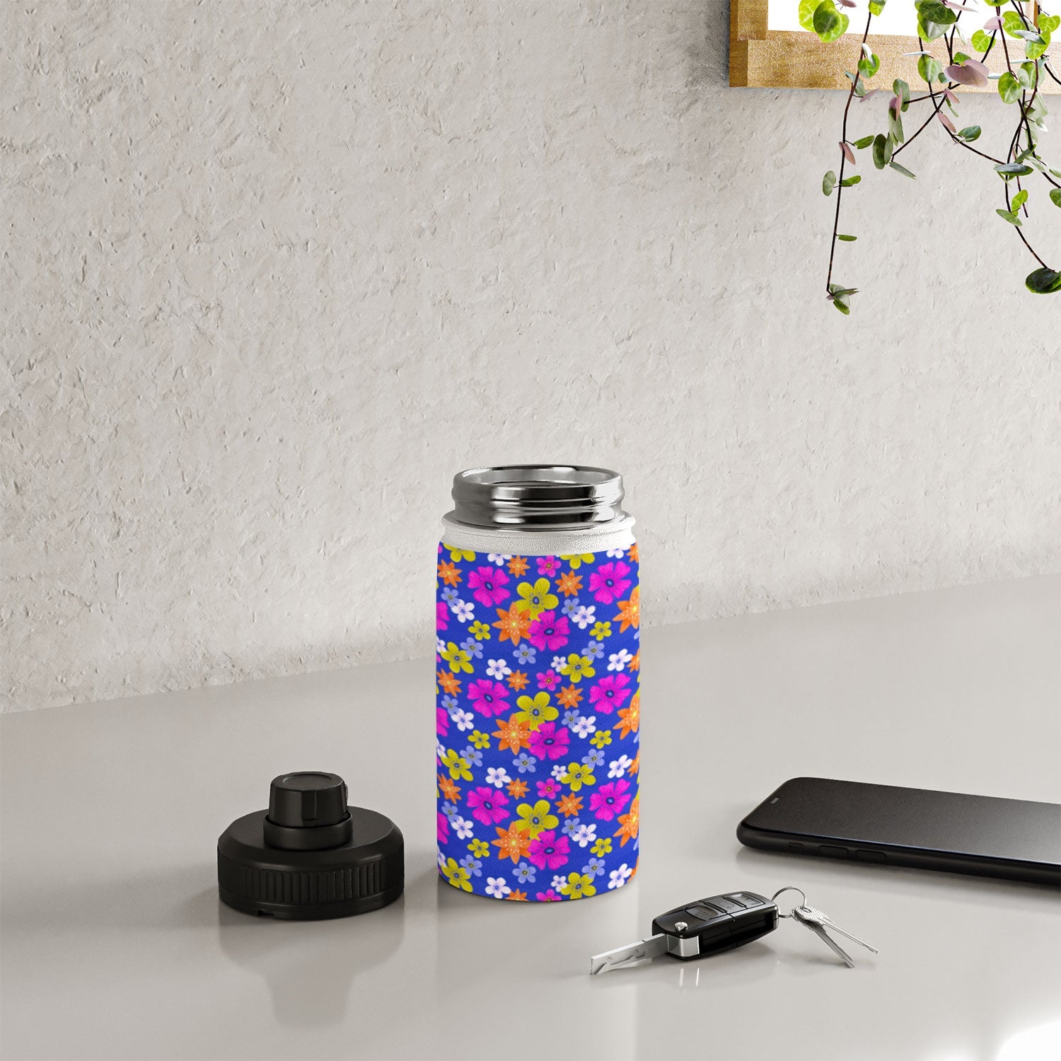Seta Zakian Floral blue pattern Water Bottle