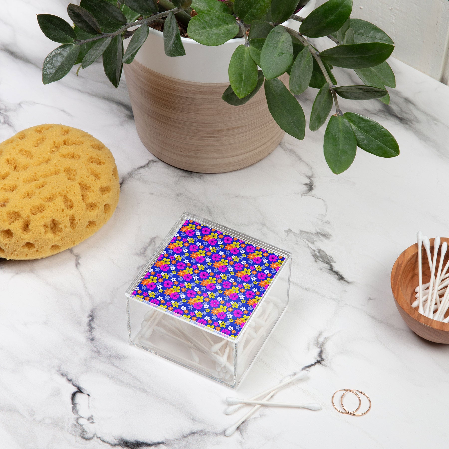 Seta Zakian Floral blue pattern Acrylic Box