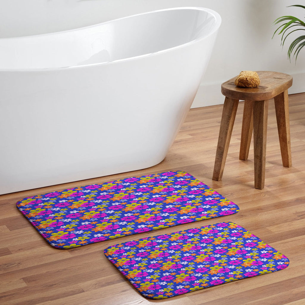 Seta Zakian Floral blue pattern Memory Foam Bath Mat