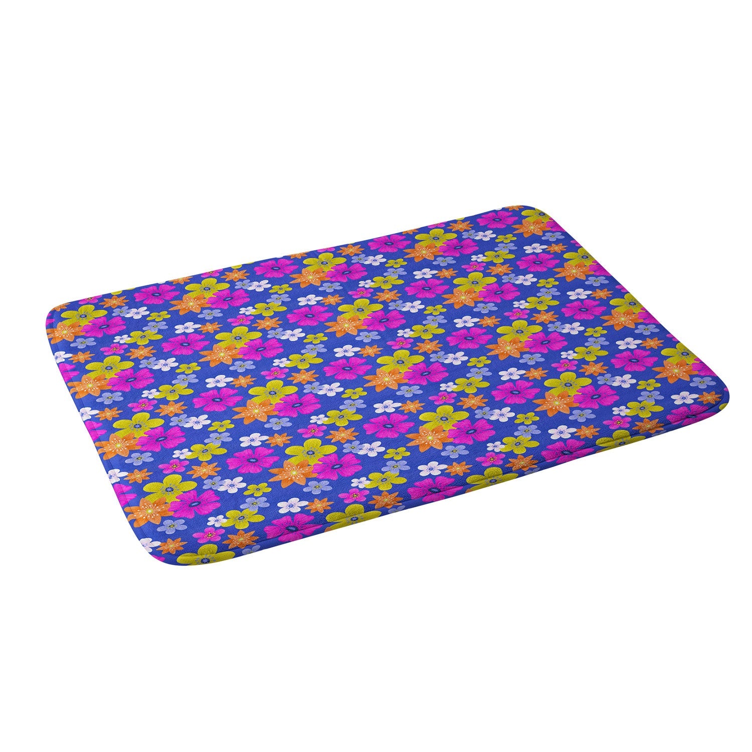 Seta Zakian Floral blue pattern Memory Foam Bath Mat