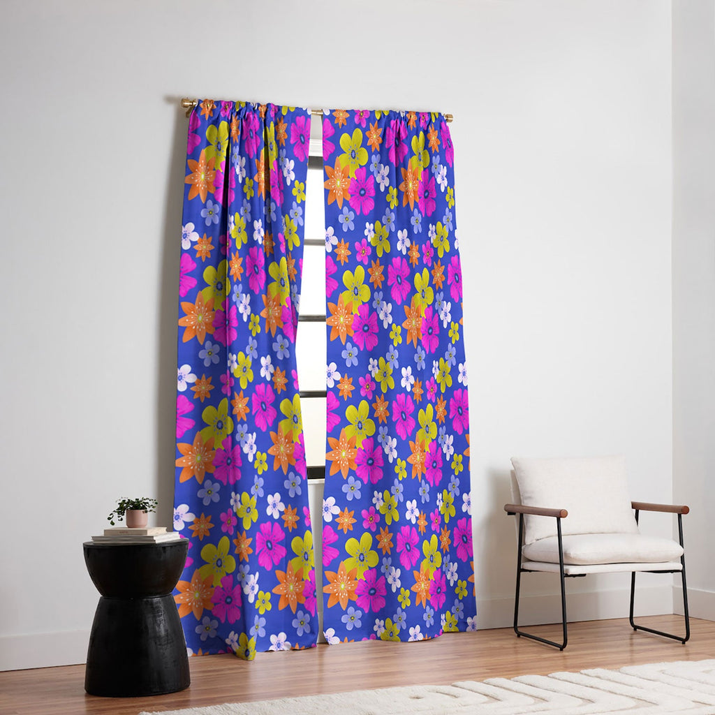 Seta Zakian Floral blue pattern Blackout Window Curtain