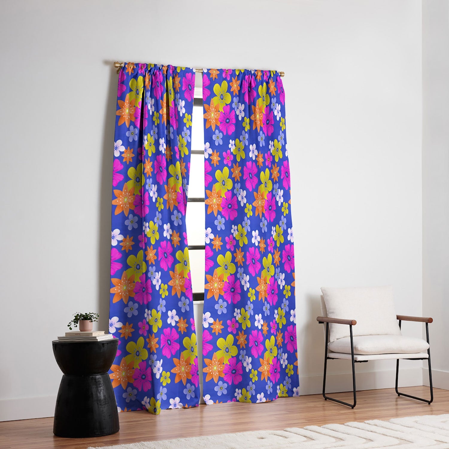 Seta Zakian Floral blue pattern Blackout Window Curtain