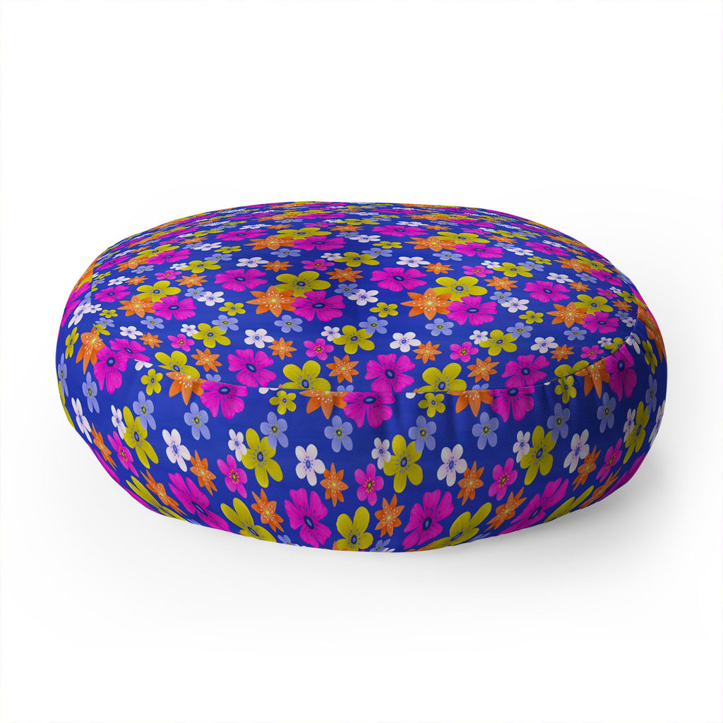 Seta Zakian Floral blue pattern Floor Pillow Round