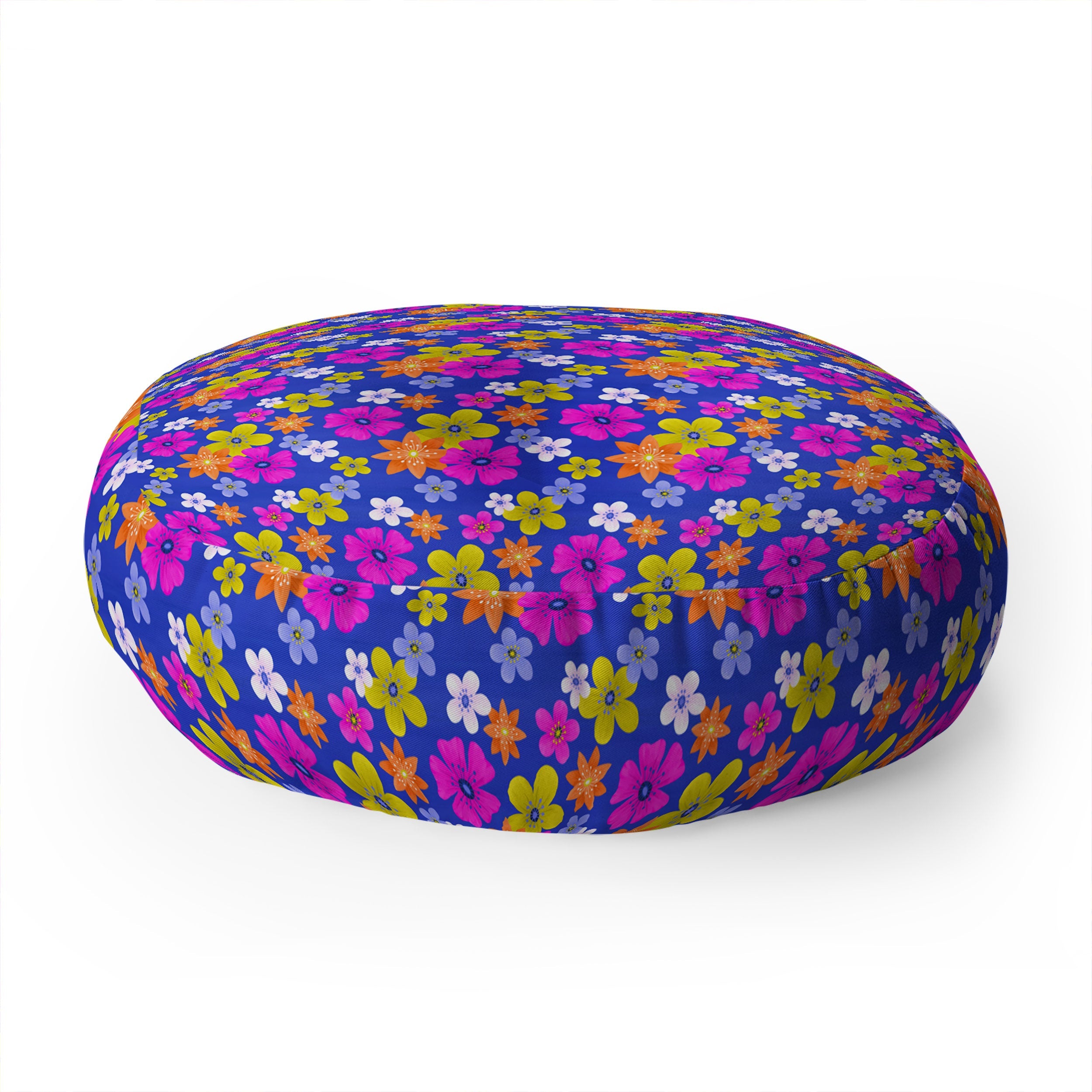Seta Zakian Floral blue pattern Floor Pillow Round