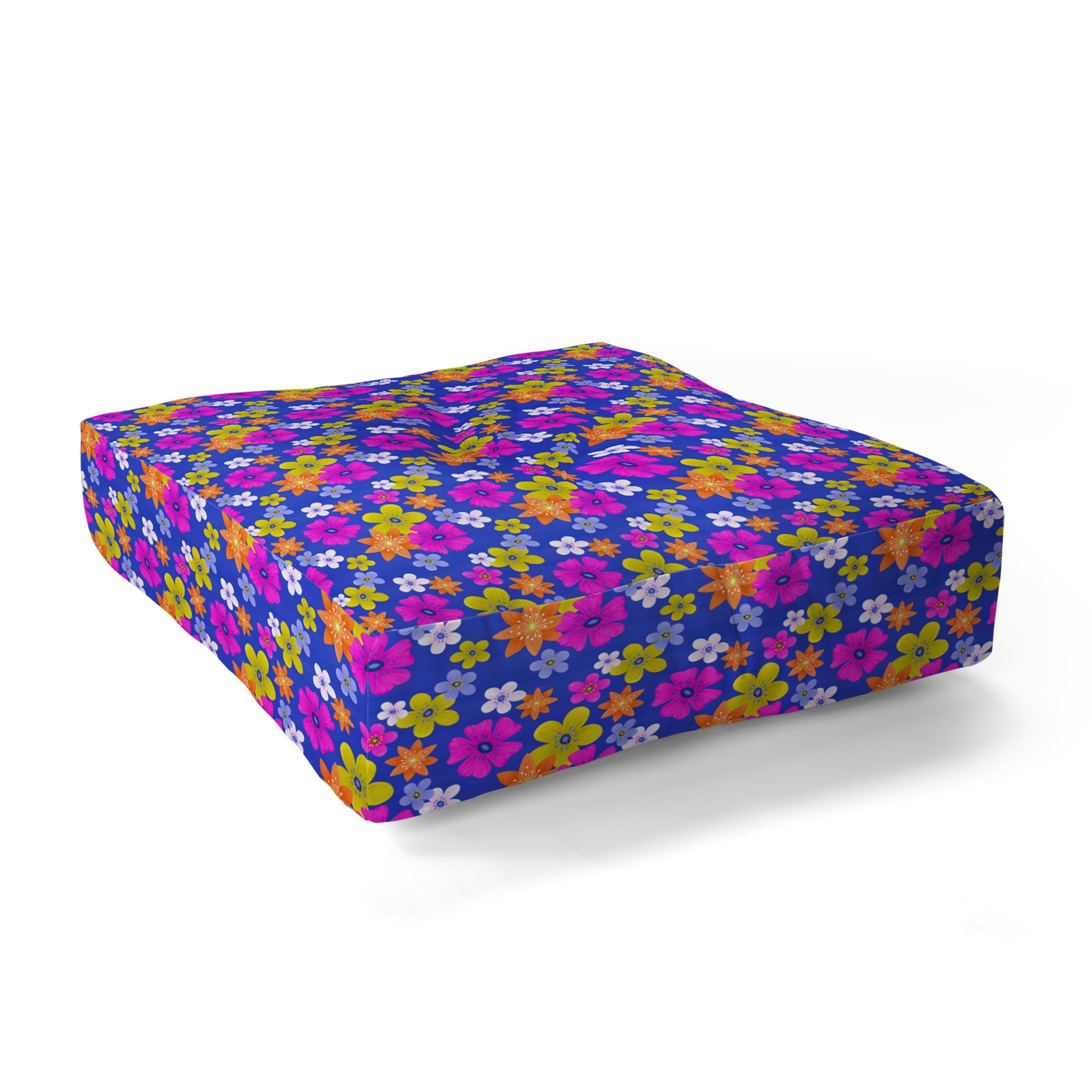 Seta Zakian Floral blue pattern Floor Pillow Square