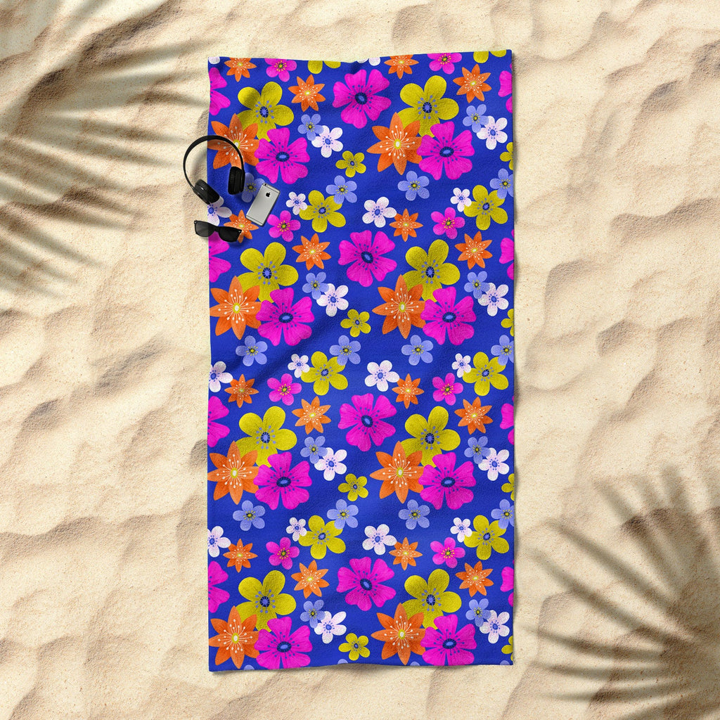 Seta Zakian Floral blue pattern Beach Towel