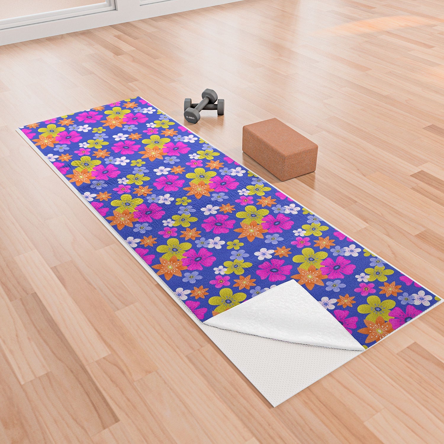 Seta Zakian Floral blue pattern Yoga Towel