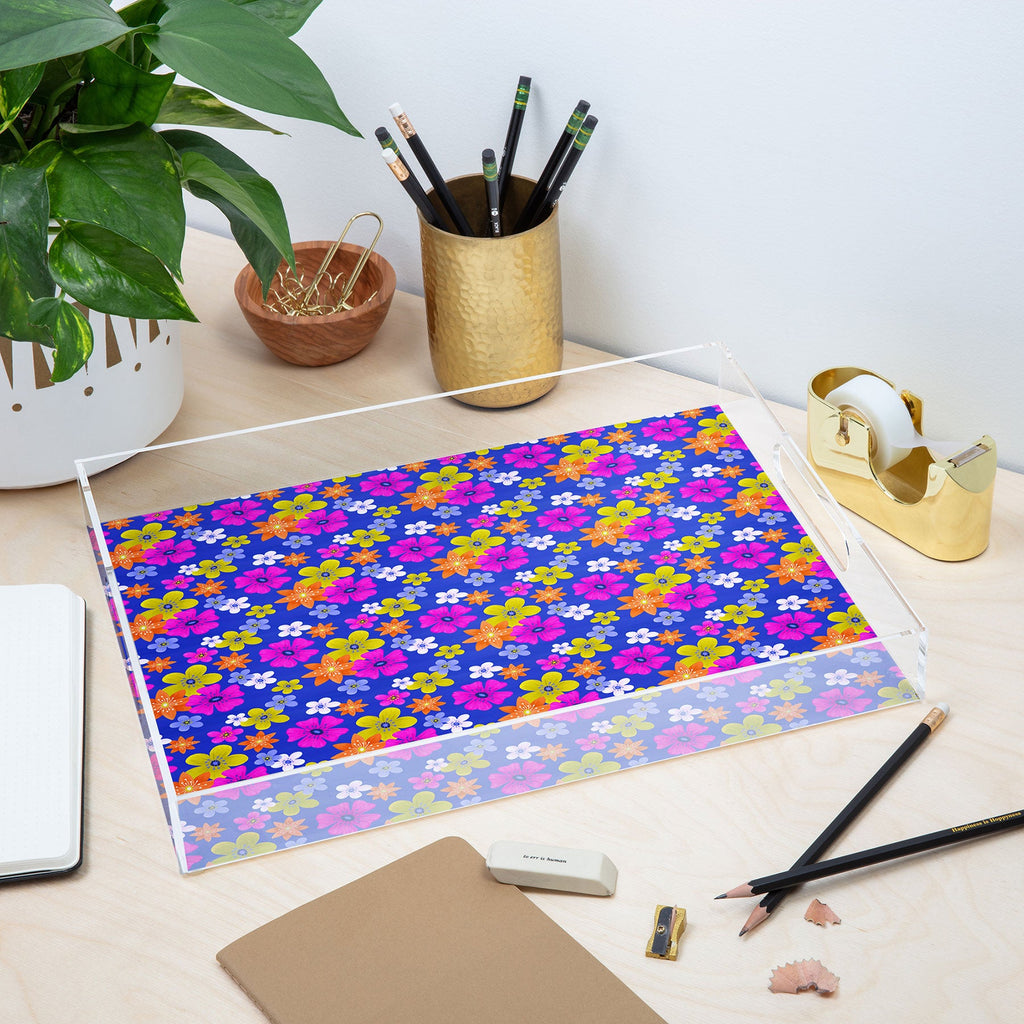 Seta Zakian Floral blue pattern Acrylic Tray