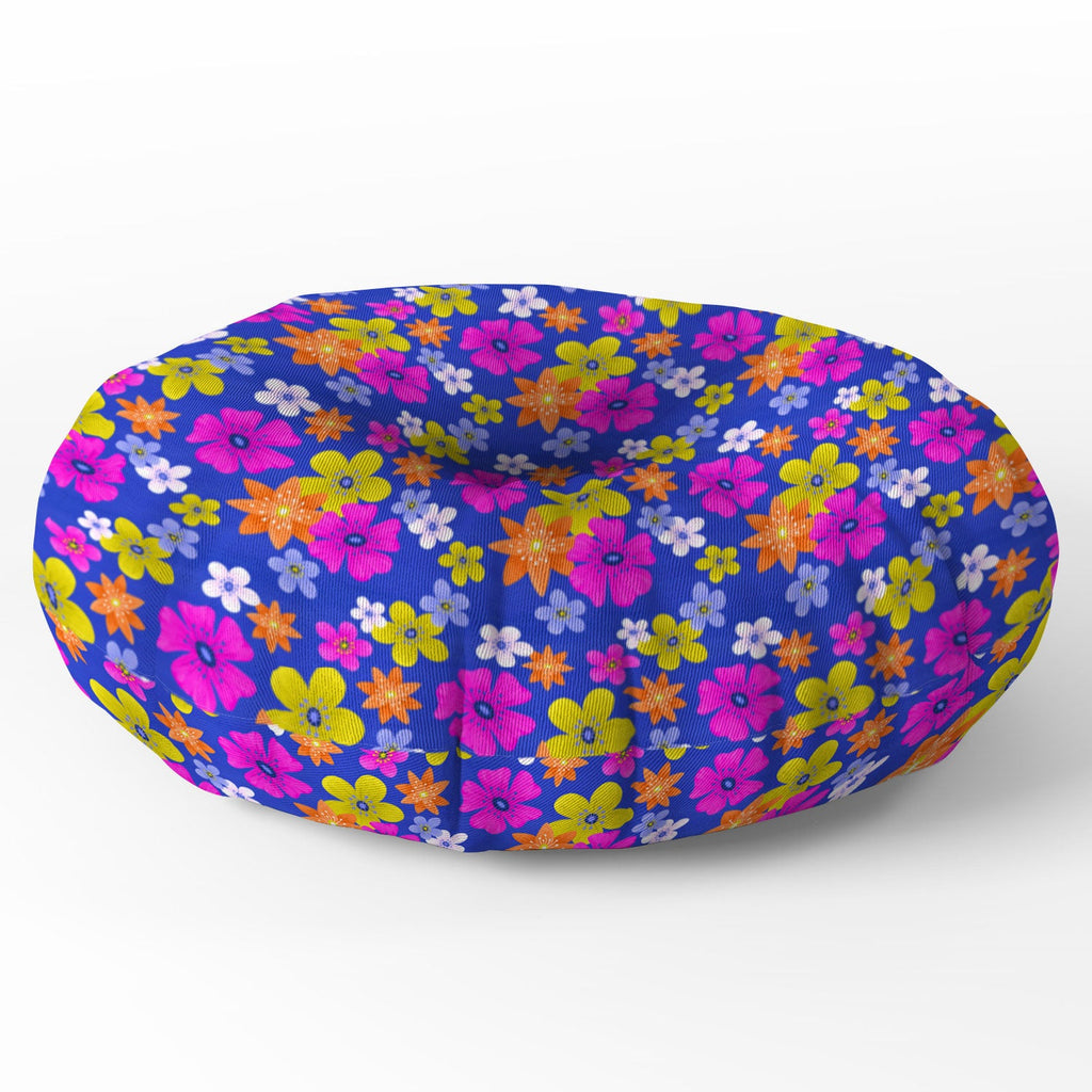 Seta Zakian Floral blue pattern Floor Pillow Round