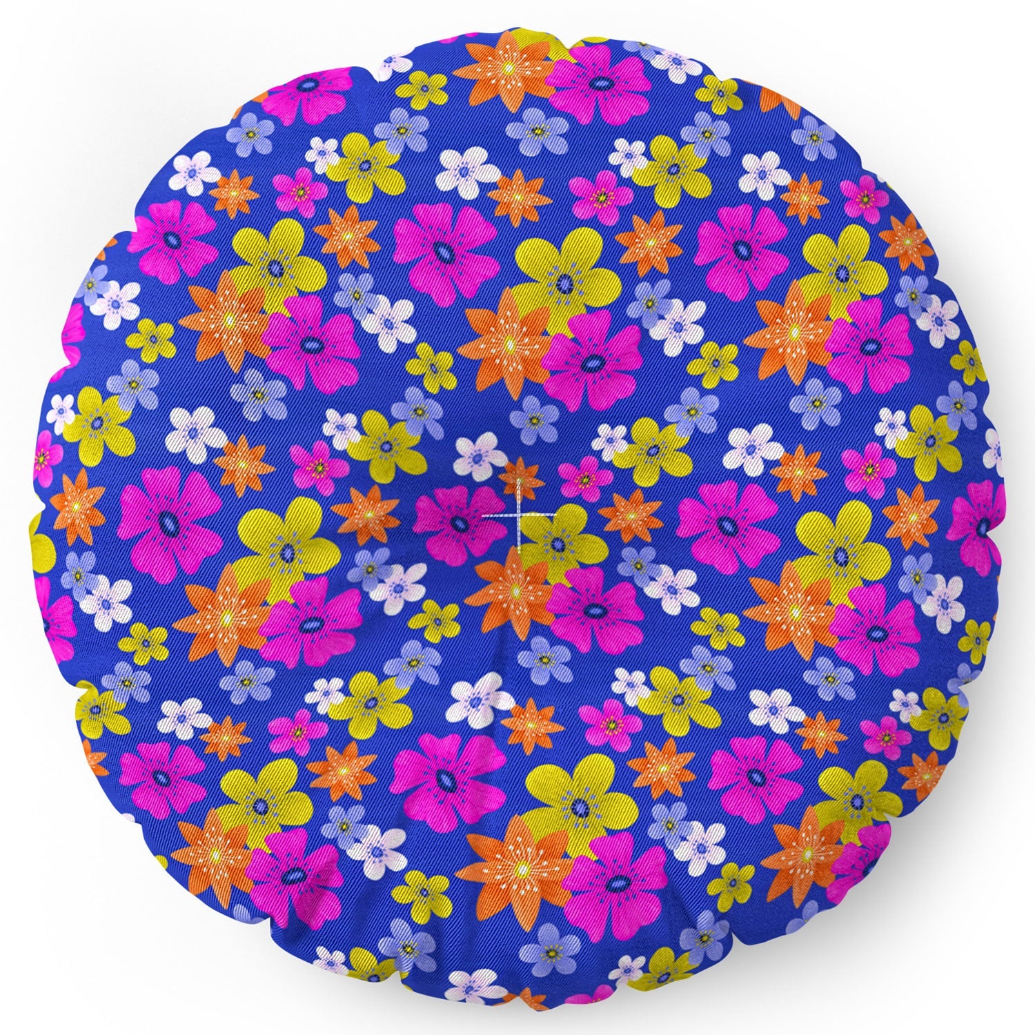 Seta Zakian Floral blue pattern Floor Pillow Round